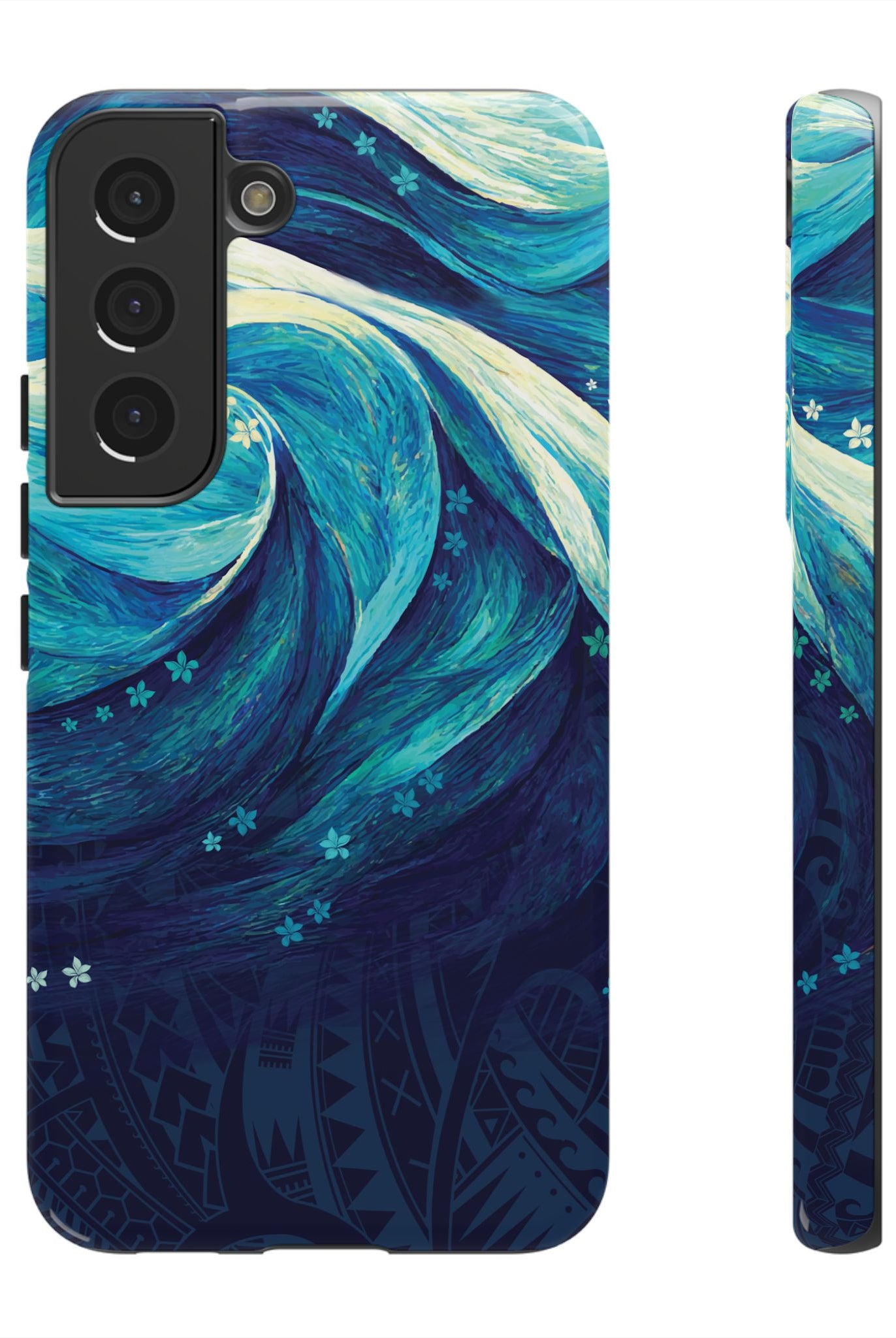 Eternal Mana Tough Samsung Galaxy Case Samsung Galaxy S22 Glossy - Hawaiian Ocean Wave Polynesian Tribal Design - The Local Banyan