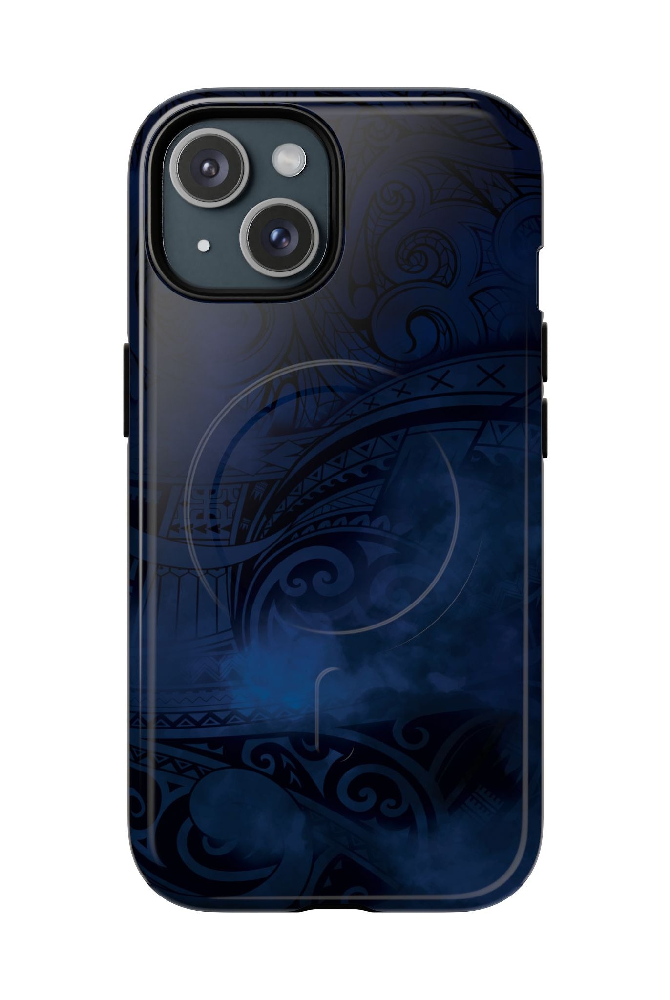 Midnight Essence MagSafe iPhone Case iPhone 15 Glossy - Hawaiian Midnight Navy Polynesian Tribal Design - The Local Banyan