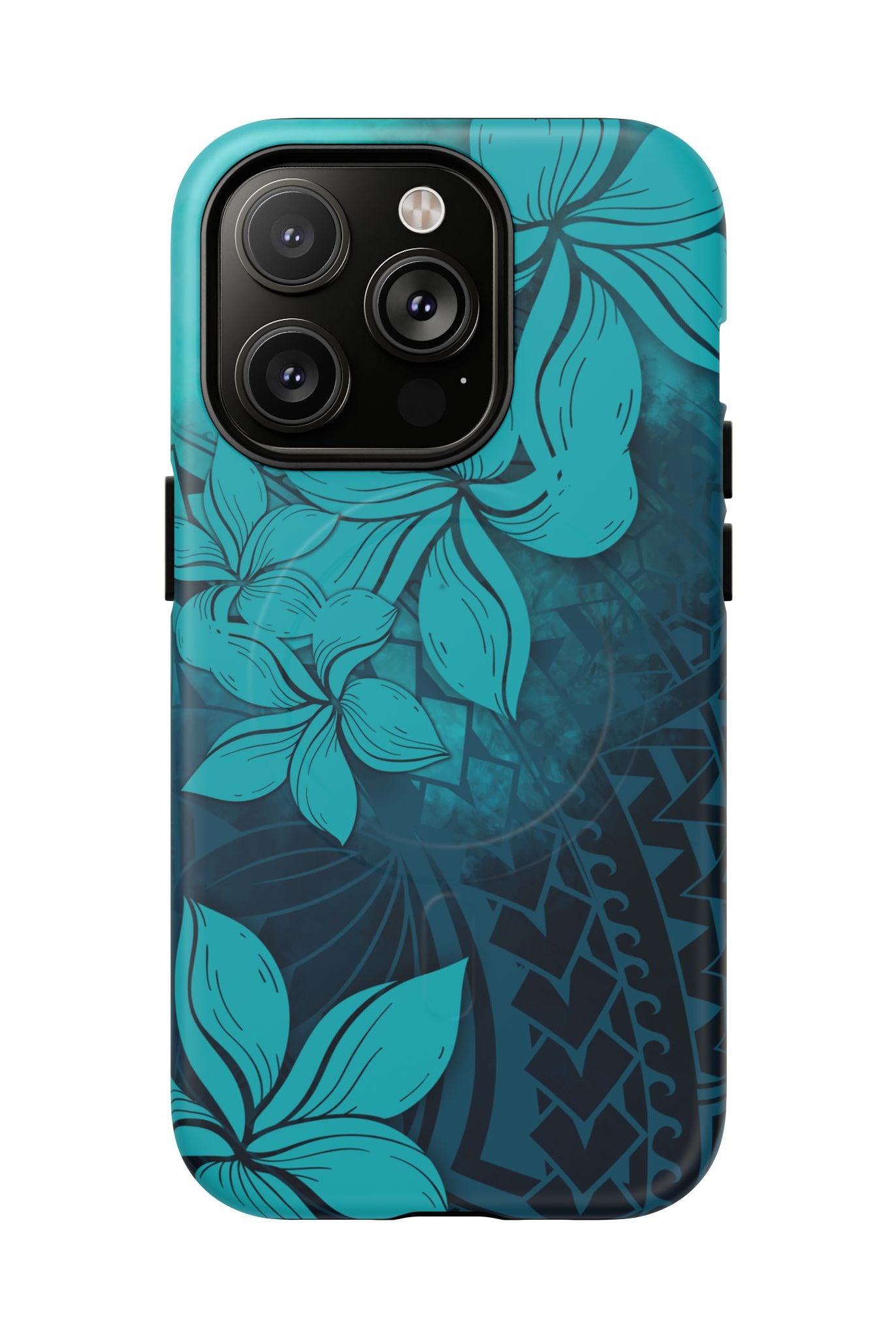 Moana Bloom MagSafe iPhone Case iPhone 14 Pro Matte - Hawaiian Teal Plumeria Ocean Tribal Design - The Local Banyan