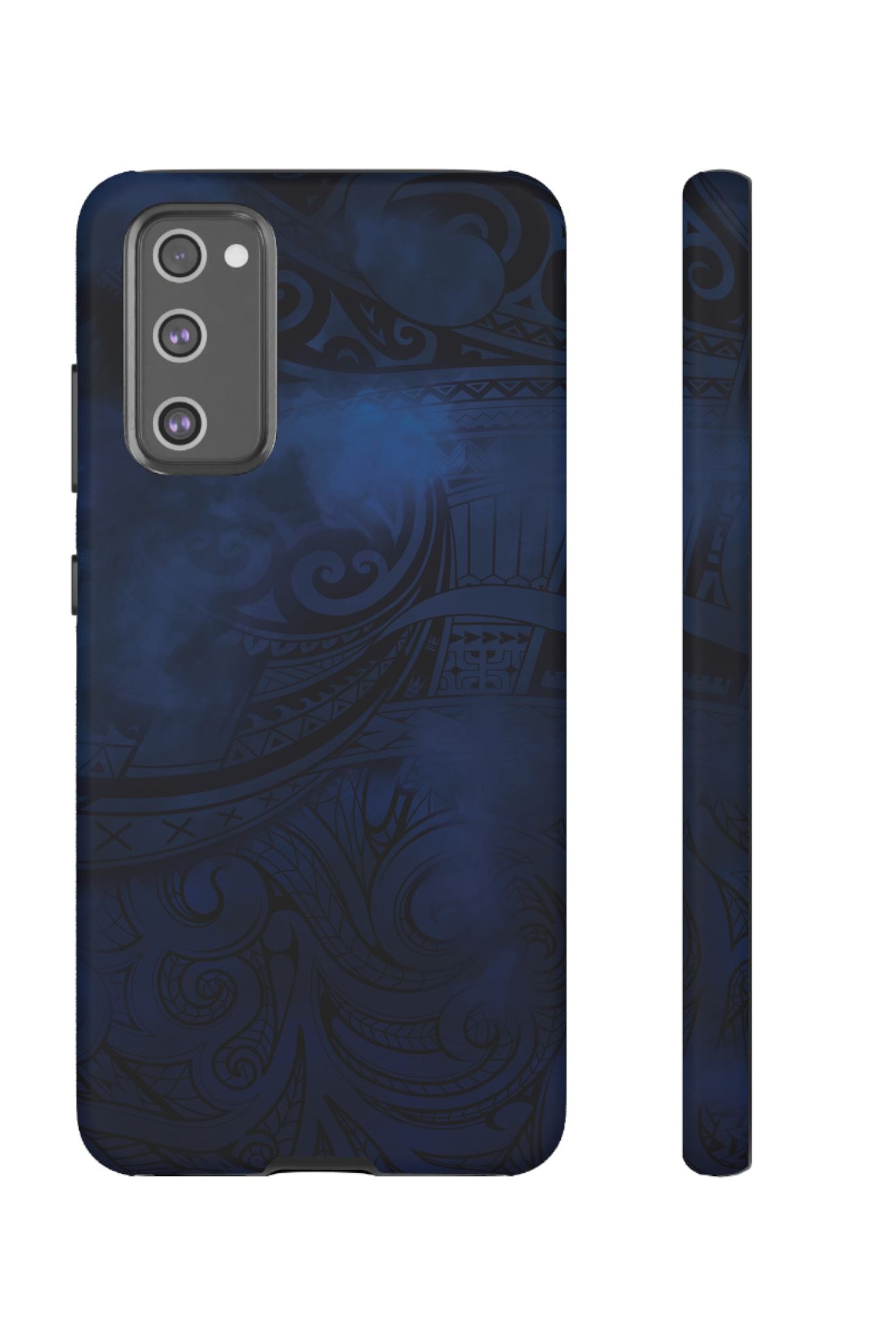 Midnight Essence Tough Samsung Galaxy Case Samsung Galaxy S20 FE Matte - Hawaiian Midnight Navy Polynesian Tribal Design - The Local Banyan