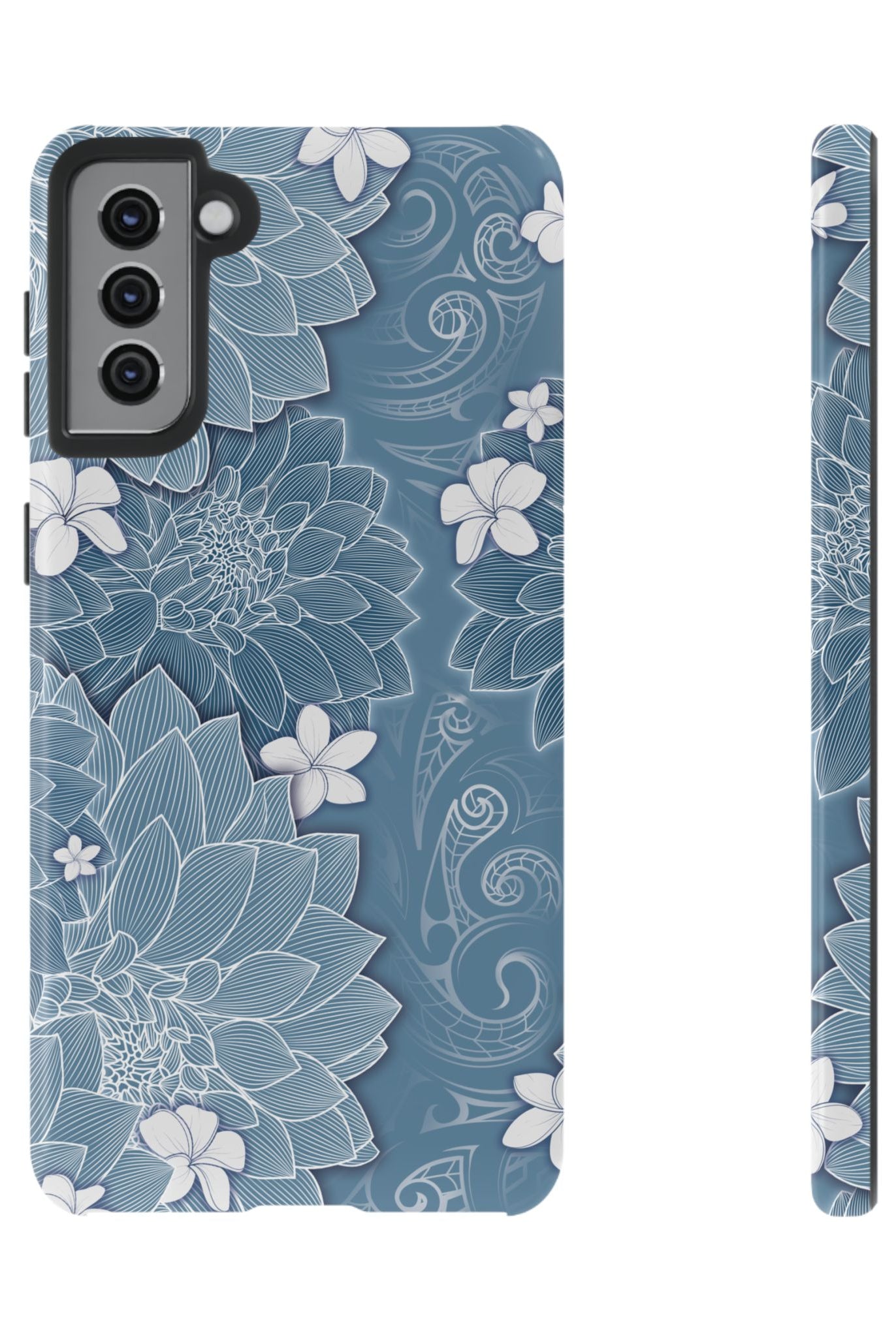 Pua La Tough Samsung Galaxy Case Samsung Galaxy S21 Plus Glossy - Hawaiian Golden Hibiscus Sun Flower Sapphire Design - The Local Banyan