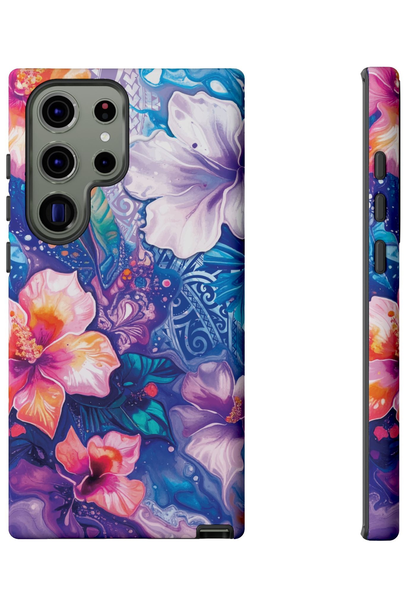 Aloha Wai Tough Samsung Galaxy Case Side View - Dual Layer Drop Protection Hawaiian Phone Case - The Local Banyan