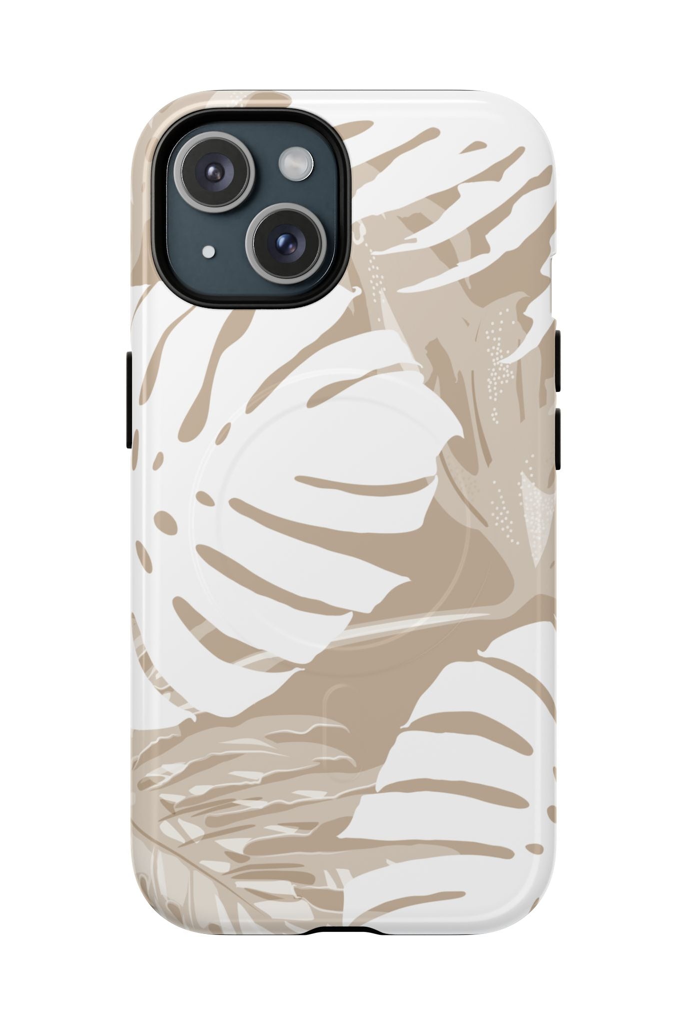 Exotic Monstera MagSafe iPhone Case iPhone 15 Glossy - Hawaiian Tropical Monstera Botanical Neutral Design - The Local Banyan