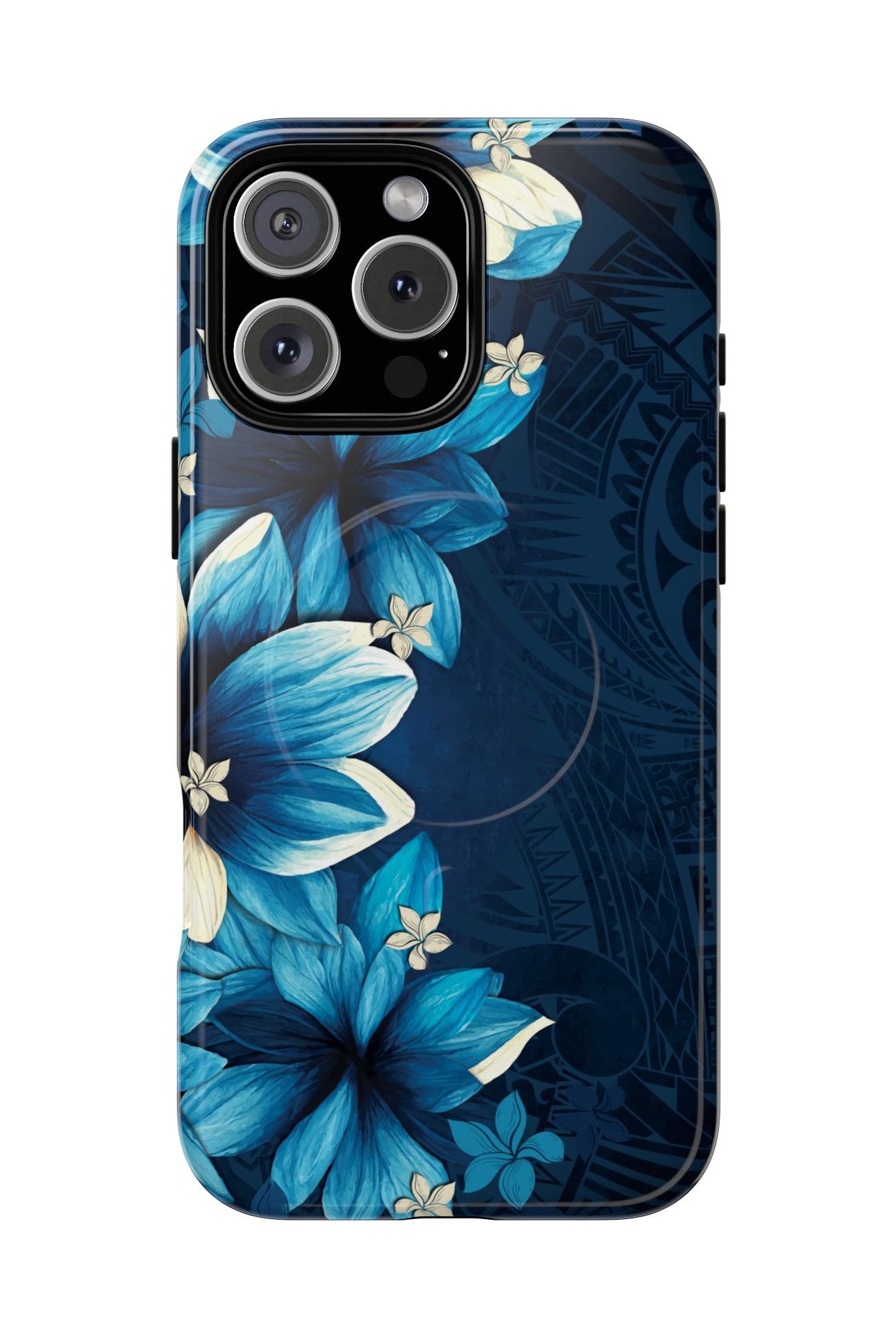Leilani Nights MagSafe iPhone Case iPhone 16 Pro Max Glossy - Hawaiian Dark Blue Floral Polynesian Design - The Local Banyan