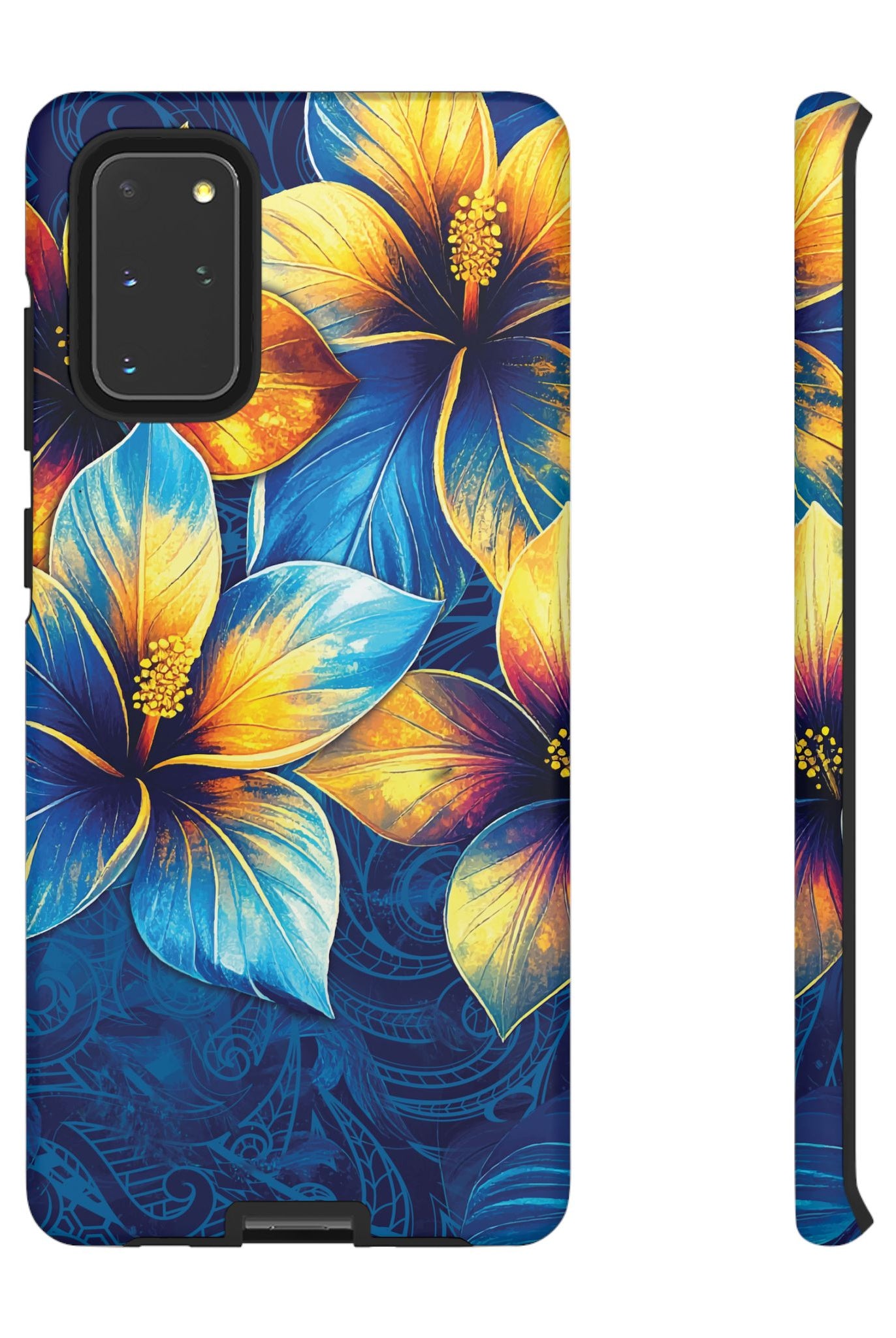 Pua La Tough Samsung Galaxy Case Samsung Galaxy S20+ Matte - Hawaiian Golden Hibiscus Sun Flower Sapphire Design - The Local Banyan