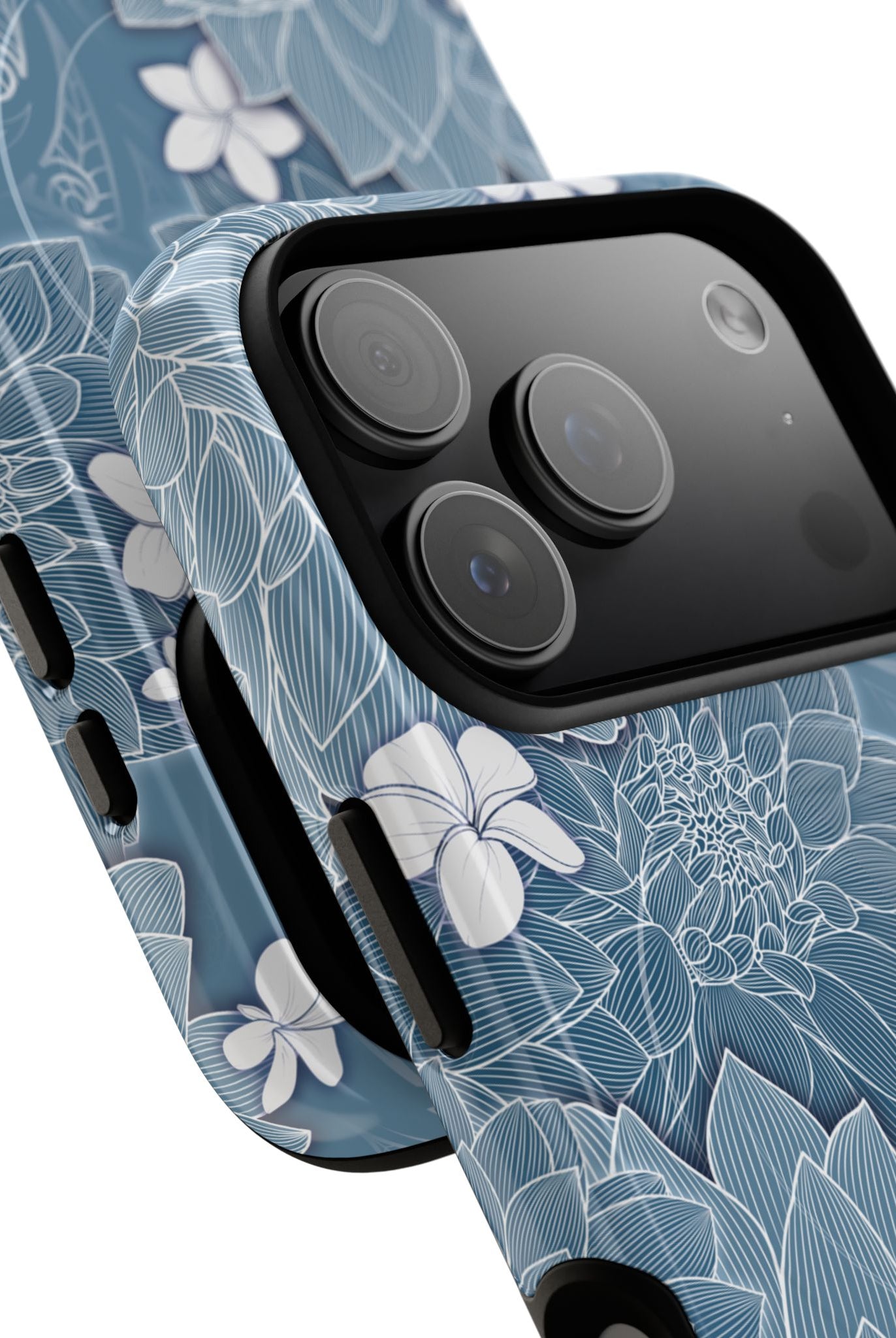 Pua La MagSafe iPhone Case Detail View - Hawaiian Golden Hibiscus Sun Flower Sapphire Design Close Up - The Local Banyan