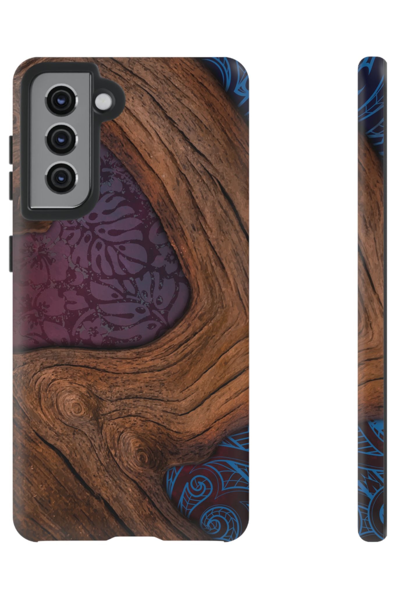 Rooted Tough Samsung Galaxy Case Samsung Galaxy S21 Matte - Hawaiian Koa Wood Island Strength Tribal Design - The Local Banyan