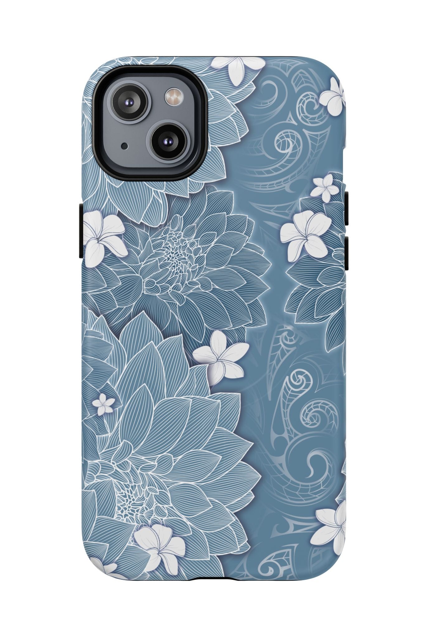 Pua La MagSafe iPhone Case iPhone 14 Plus Matte - Hawaiian Golden Hibiscus Sun Flower Sapphire Design - The Local Banyan