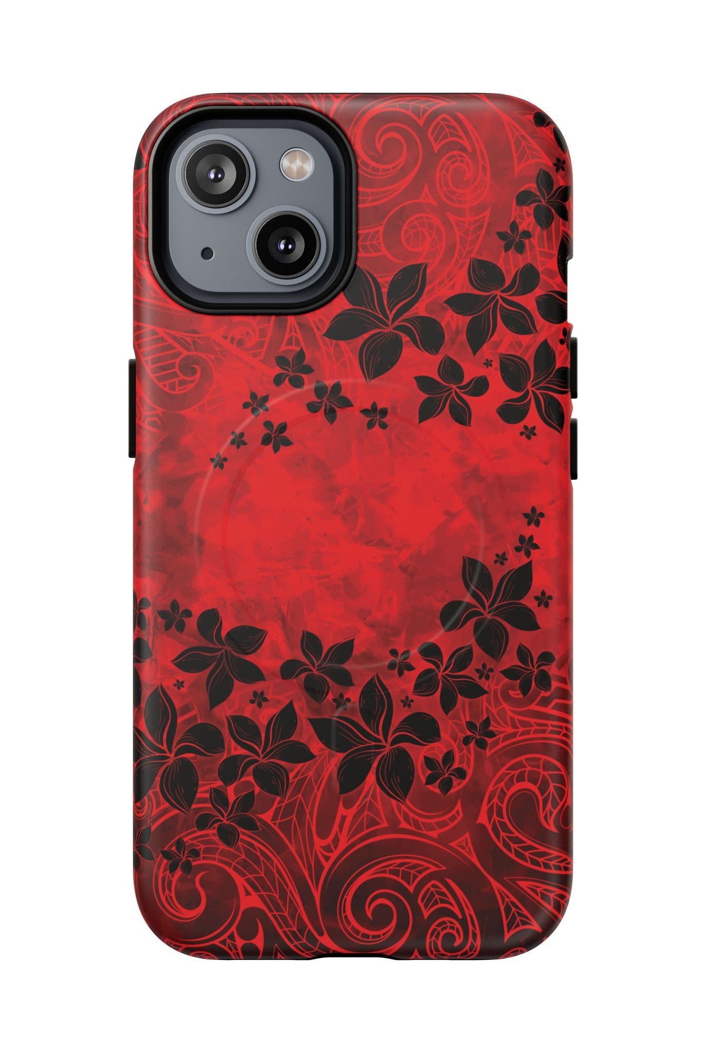 Keahi Pua MagSafe iPhone Case iPhone 14 Matte - Hawaiian Fire Flower Red Tribal Floral Design - The Local Banyan