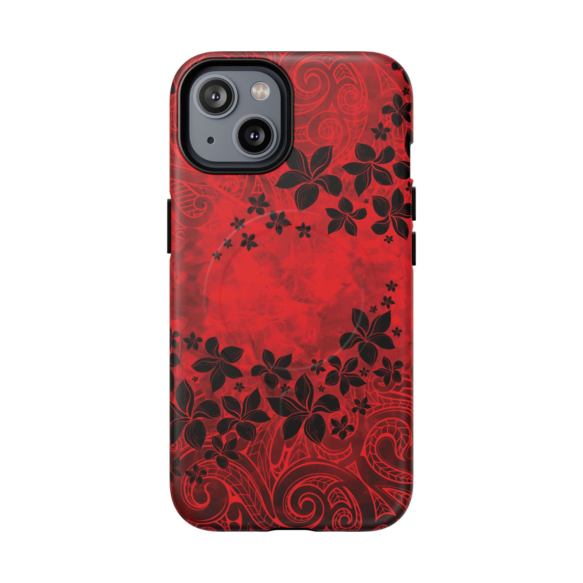 Keahi Pua MagSafe iPhone Case iPhone 14 Matte - Hawaiian Fire Flower Red Tribal Floral Design - The Local Banyan