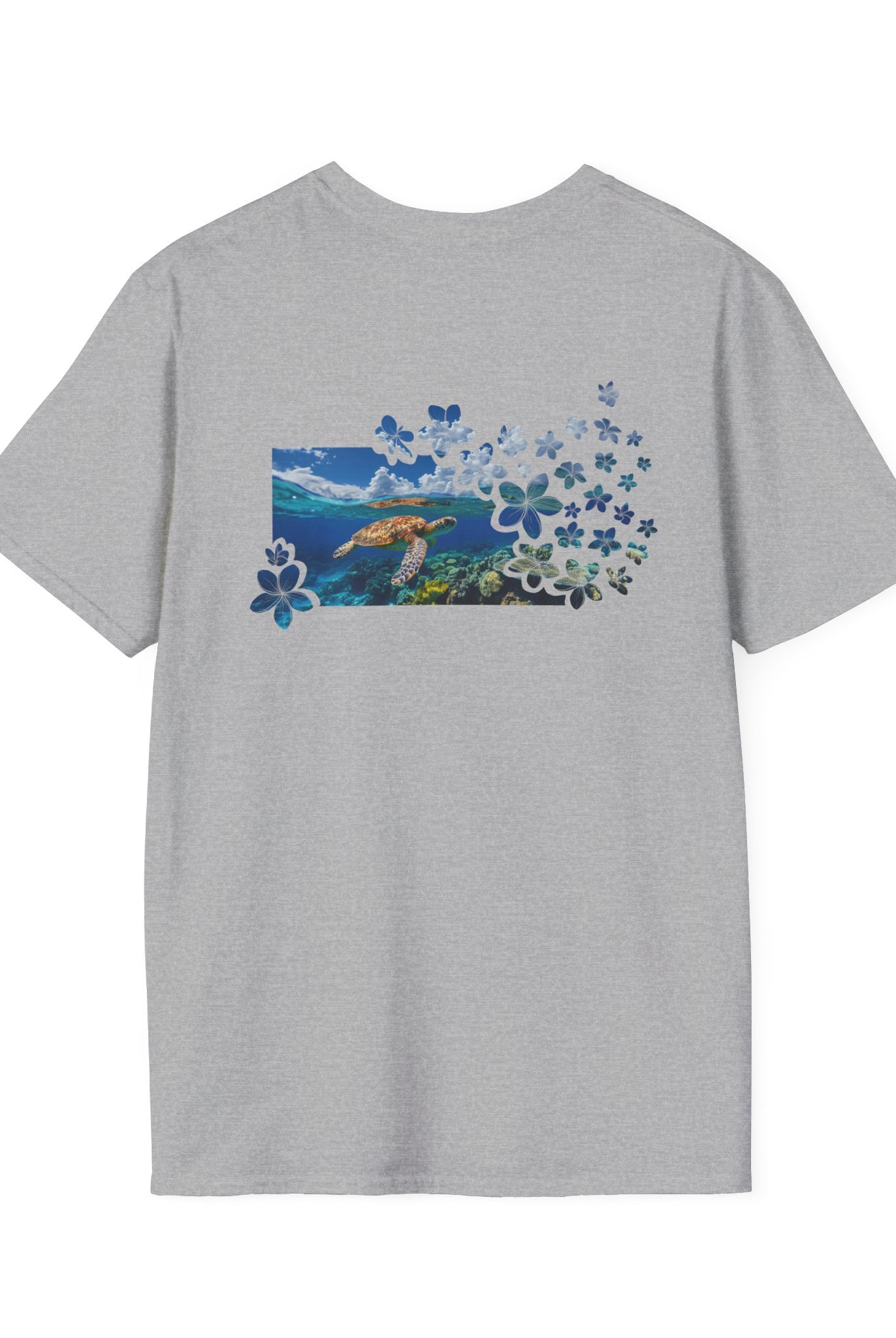 Turtle's Tranquility Paradise Soft Style Tee T-Shirt Sport Grey S
