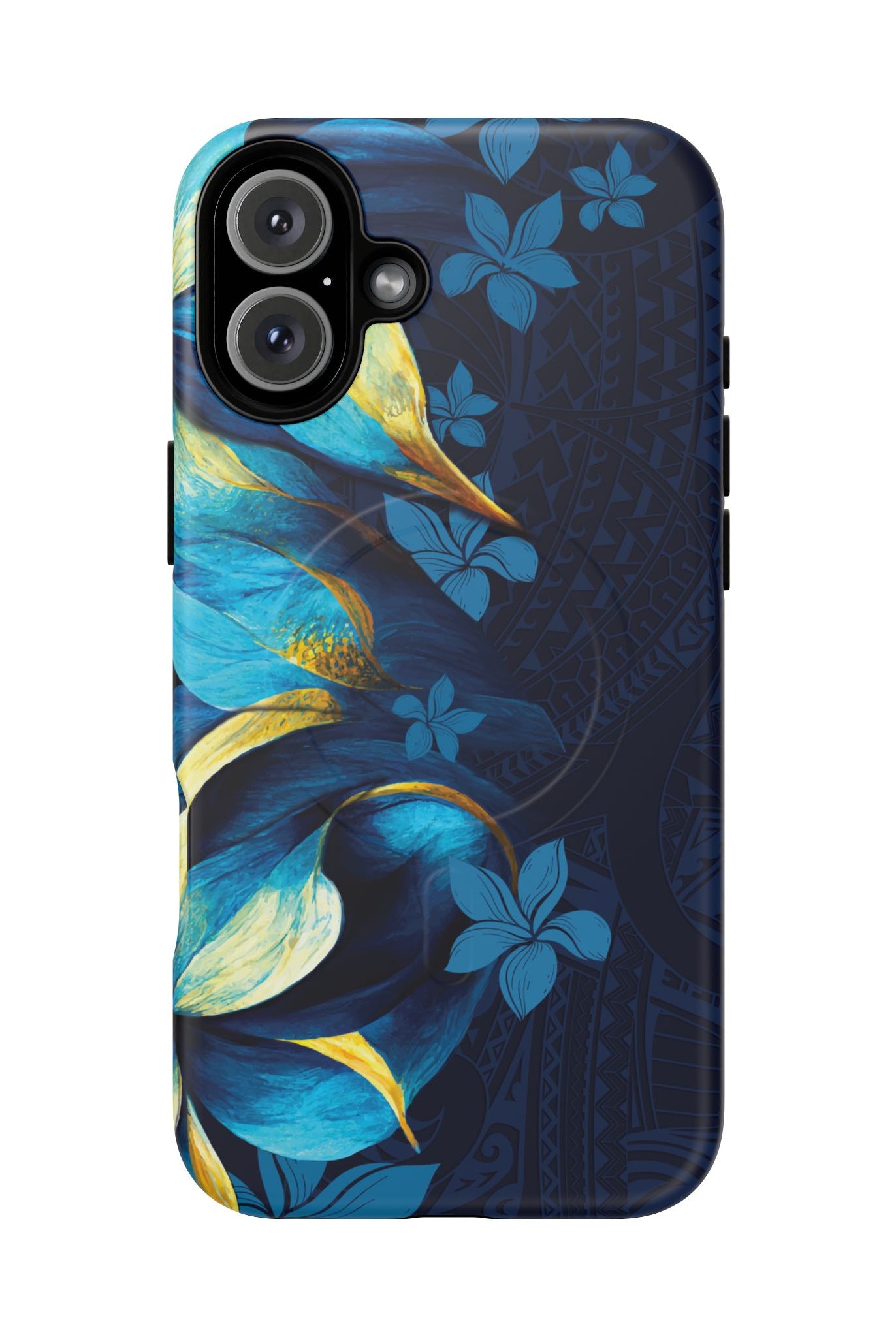 Po Mahina MagSafe iPhone Case iPhone 16 Plus Matte - Hawaiian Moonlit Teal Gold Floral Design - The Local Banyan