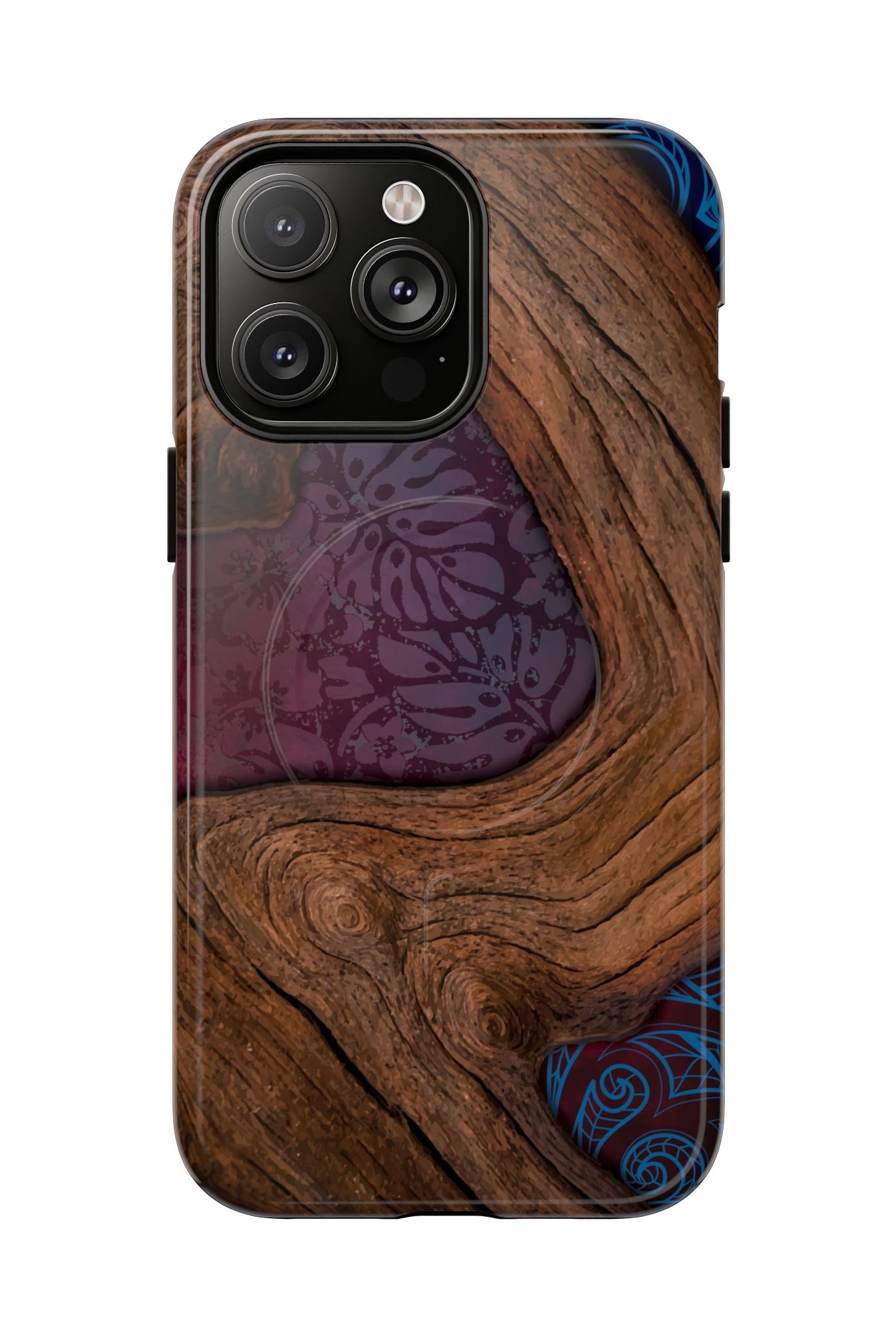 Rooted MagSafe iPhone Case iPhone 14 Pro Max Glossy - Hawaiian Koa Wood Island Strength Tribal Design - The Local Banyan