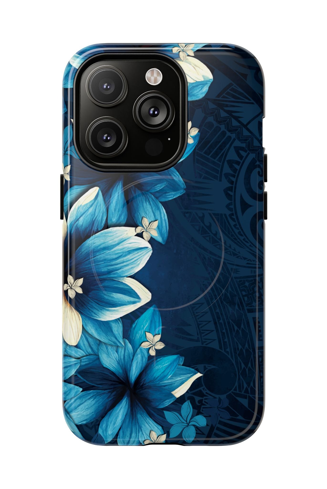 Leilani Nights MagSafe iPhone Case iPhone 14 Pro Glossy - Hawaiian Dark Blue Floral Polynesian Design - The Local Banyan