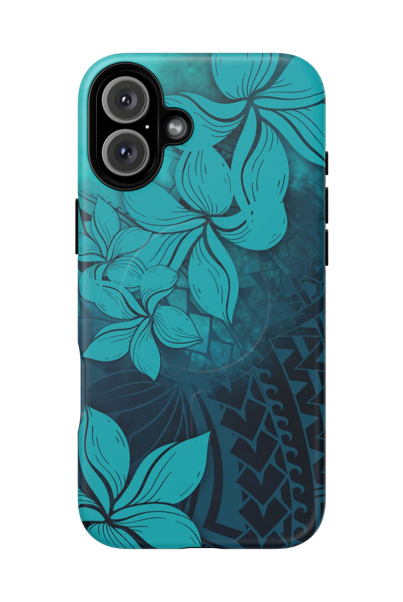Moana Bloom MagSafe iPhone Case iPhone 16 Plus Matte - Hawaiian Teal Plumeria Ocean Tribal Design - The Local Banyan