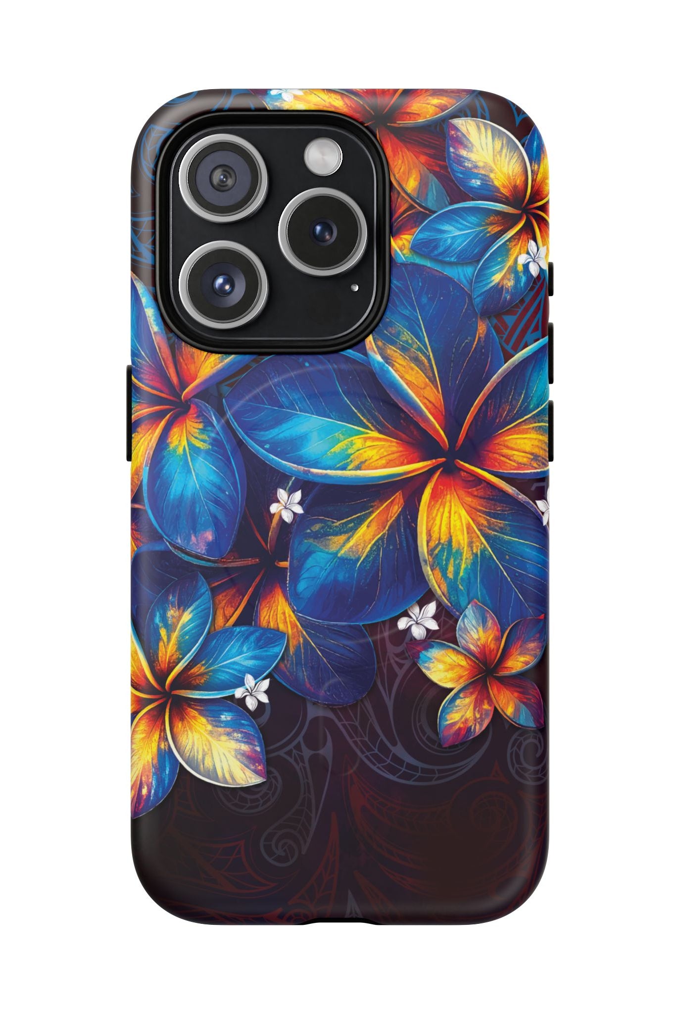 Nohea Twilight MagSafe iPhone Case iPhone 15 Pro Matte - Hawaiian Blue Orange Plumeria Twilight Design - The Local Banyan