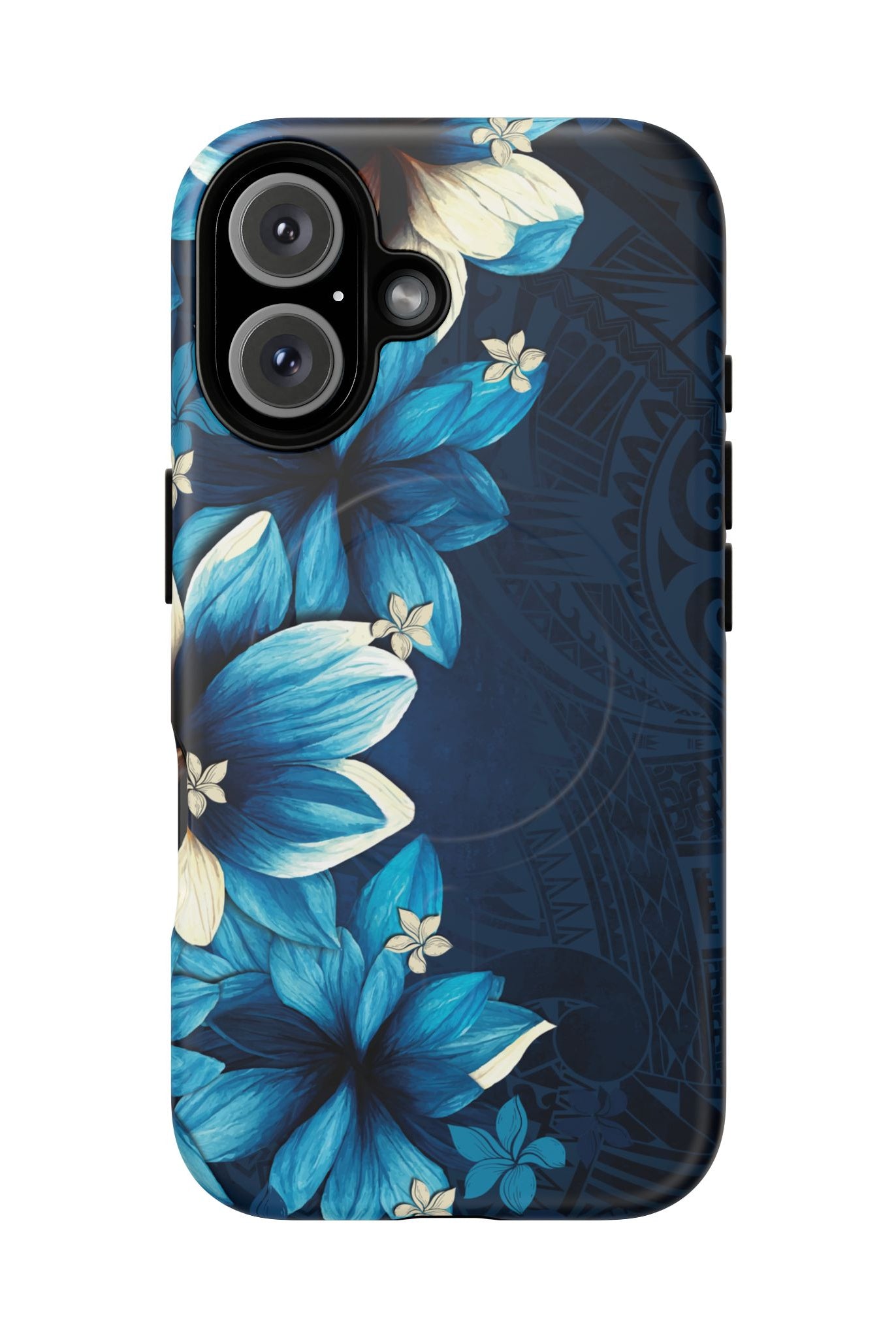 Leilani Nights MagSafe iPhone Case iPhone 16 Matte - Hawaiian Dark Blue Floral Polynesian Design - The Local Banyan