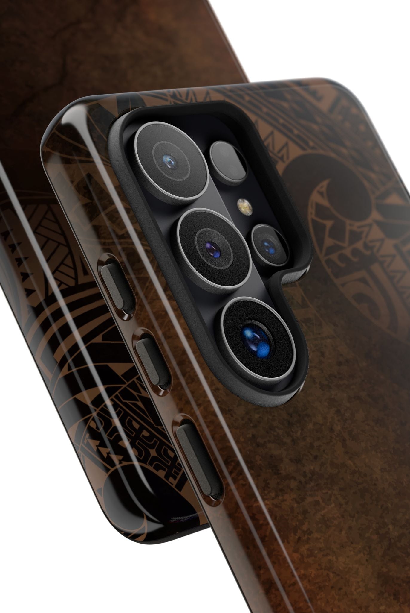 Woman holding Aloha Aina Tough Samsung Galaxy Case - Hawaiian Earth Tone Polynesian Tribal Design - The Local Banyan
