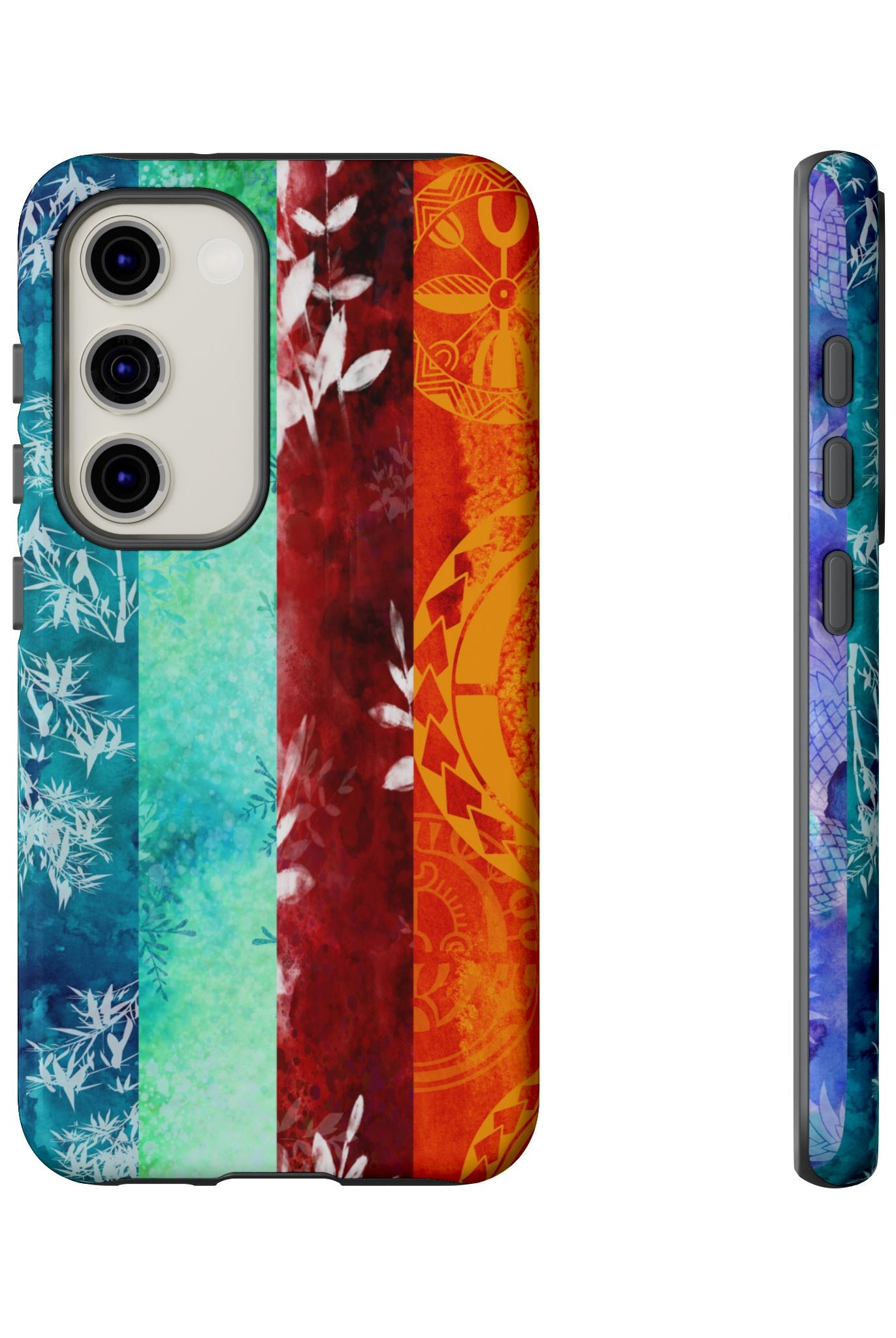 Woman holding Island Vibes Tough Samsung Galaxy Case - Hawaiian Colorful Tropical Floral Design - The Local Banyan