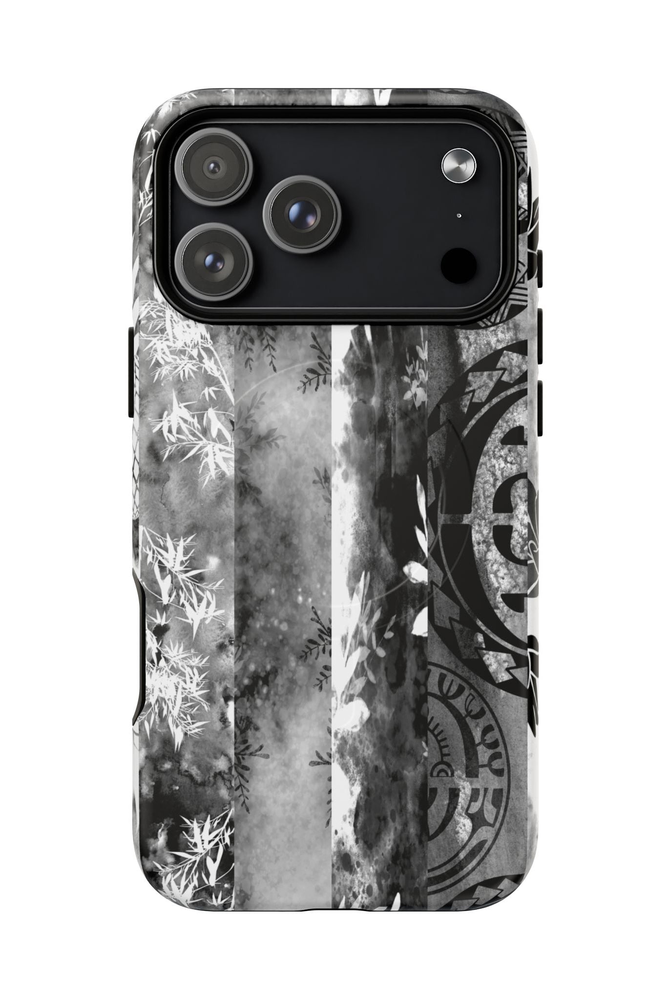 Monochrome Oasis MagSafe iPhone Case Side View - Dual Layer Drop Protection Hawaiian Phone Case - The Local Banyan