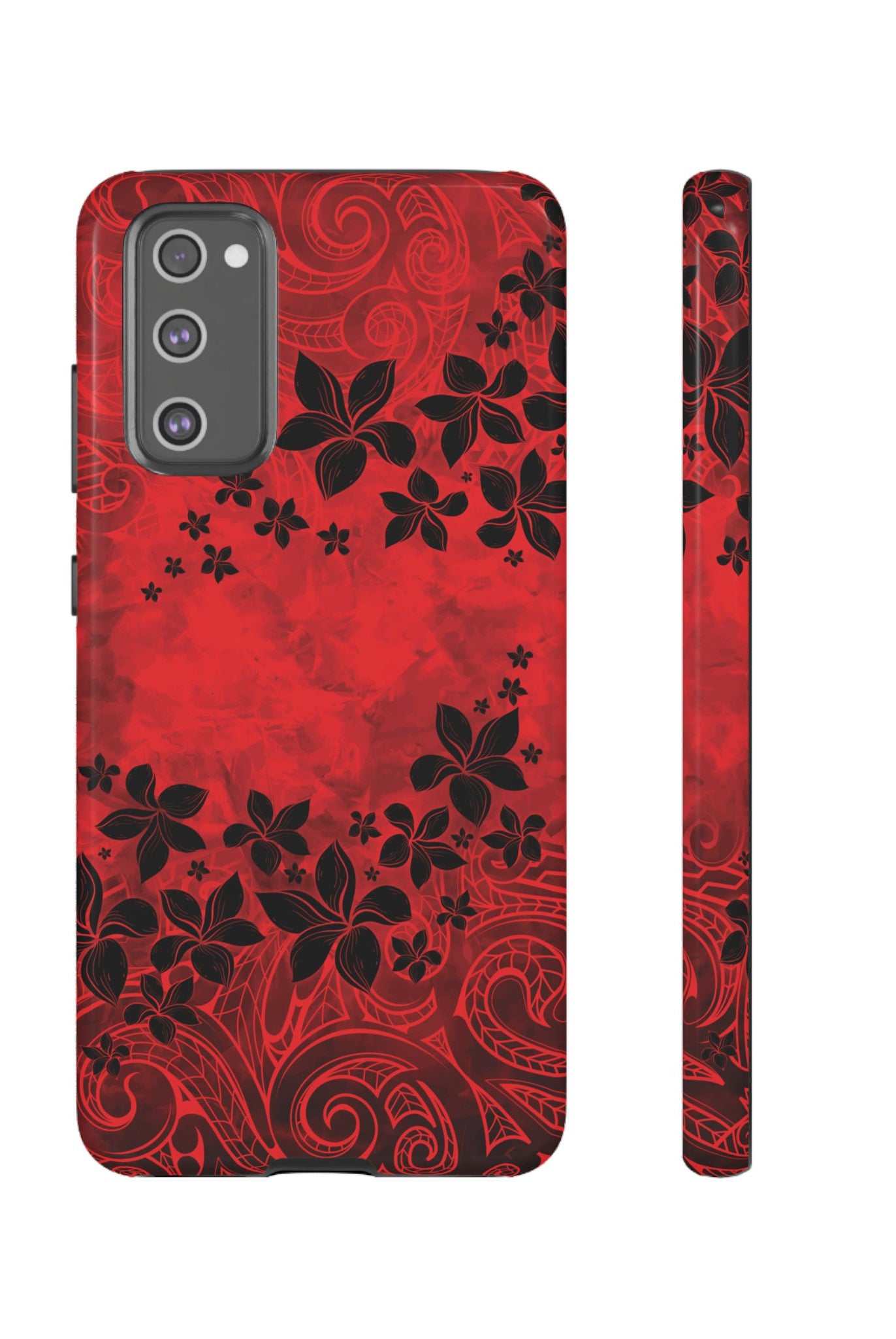 Keahi Pua Tough Samsung Galaxy Case Samsung Galaxy S20 FE Glossy - Hawaiian Fire Flower Red Tribal Floral Design - The Local Banyan