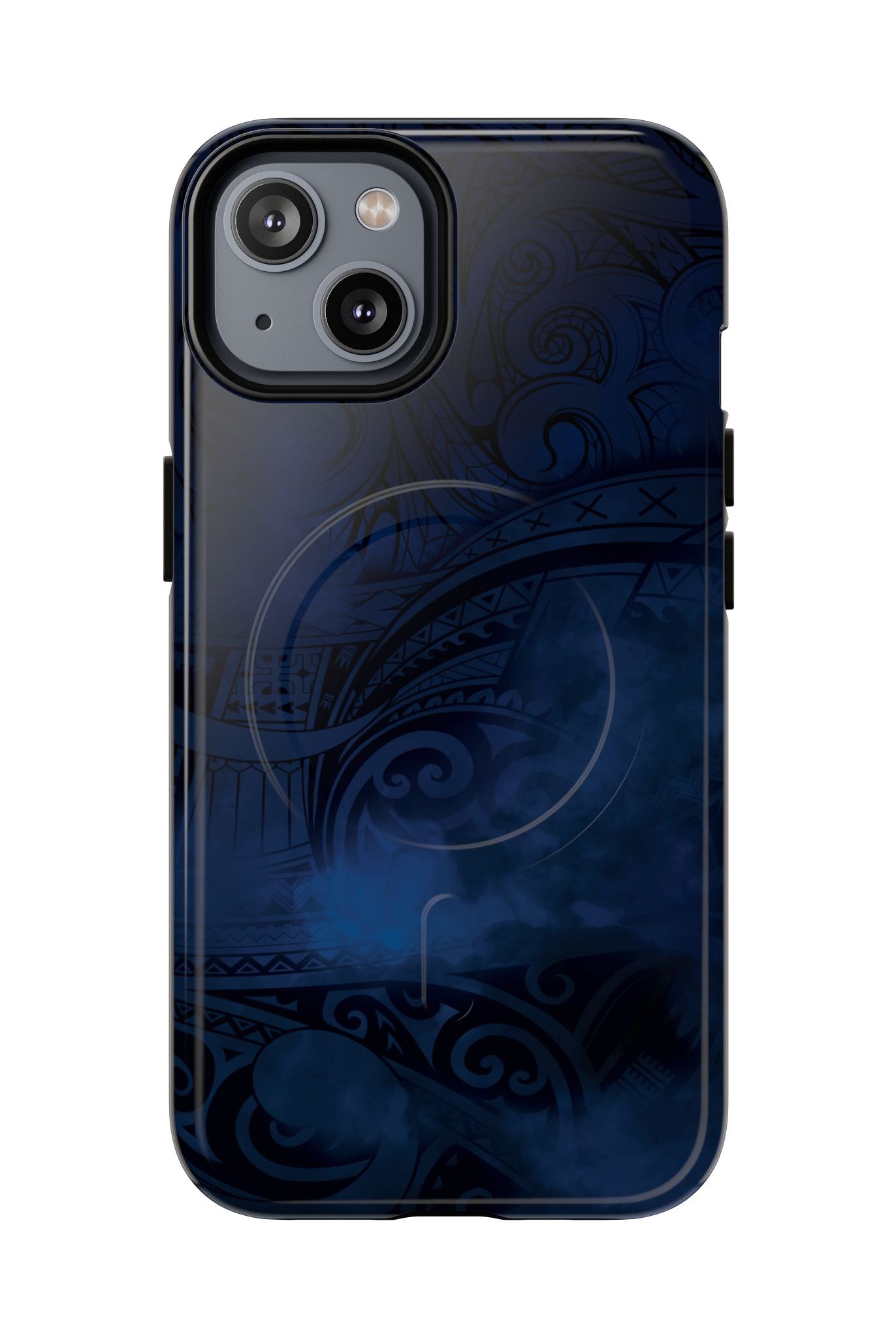 Midnight Essence MagSafe iPhone Case iPhone 14 Glossy - Hawaiian Midnight Navy Polynesian Tribal Design - The Local Banyan
