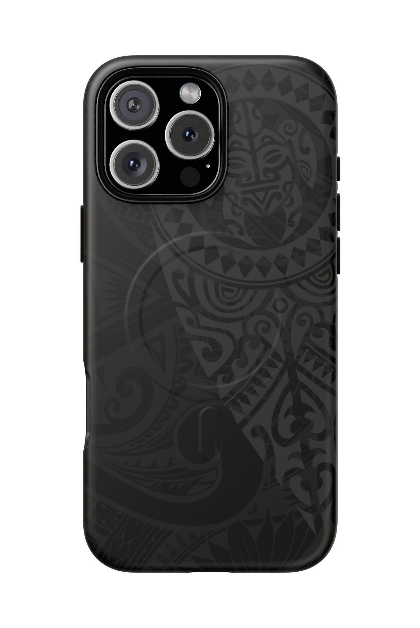 Tribal Guardian MagSafe iPhone Case iPhone 16 Pro Max Matte - Hawaiian Black on Black Polynesian Tribal Design - The Local Banyan