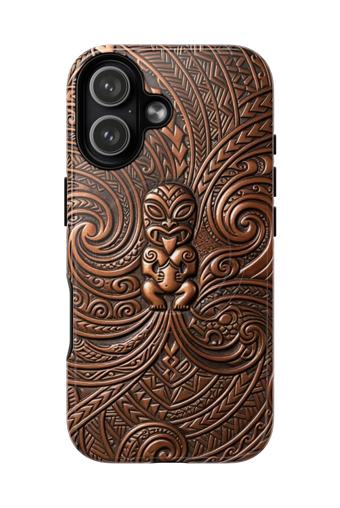 Paa Guardian MagSafe iPhone Case iPhone 17 Glossy - Hawaiian Copper Carved Tiki Polynesian Design - The Local Banyan