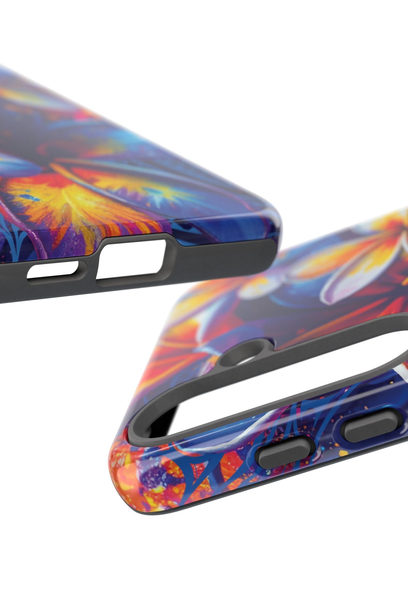 Woman holding Sunset Ink Tough Samsung Galaxy Case - Hawaiian Plumeria Street Art Graffiti Tropical Design - The Local Banyan