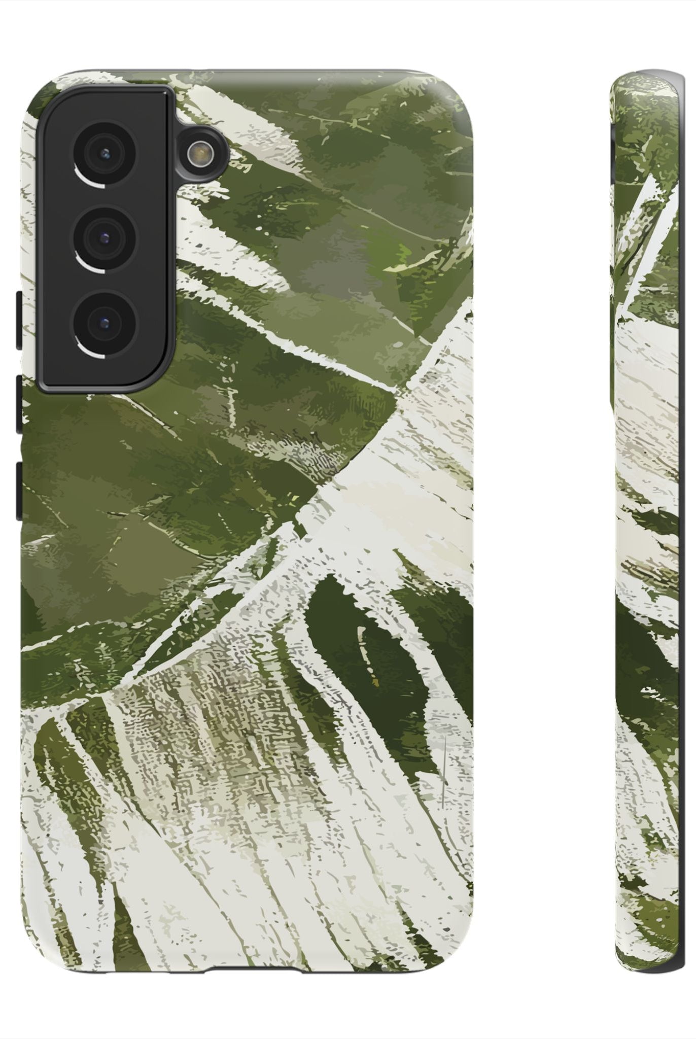Island Breeze Tough Samsung Galaxy Case Samsung Galaxy S22 Matte - Hawaiian Palm Leaf Olive Green Botanical Design - The Local Banyan