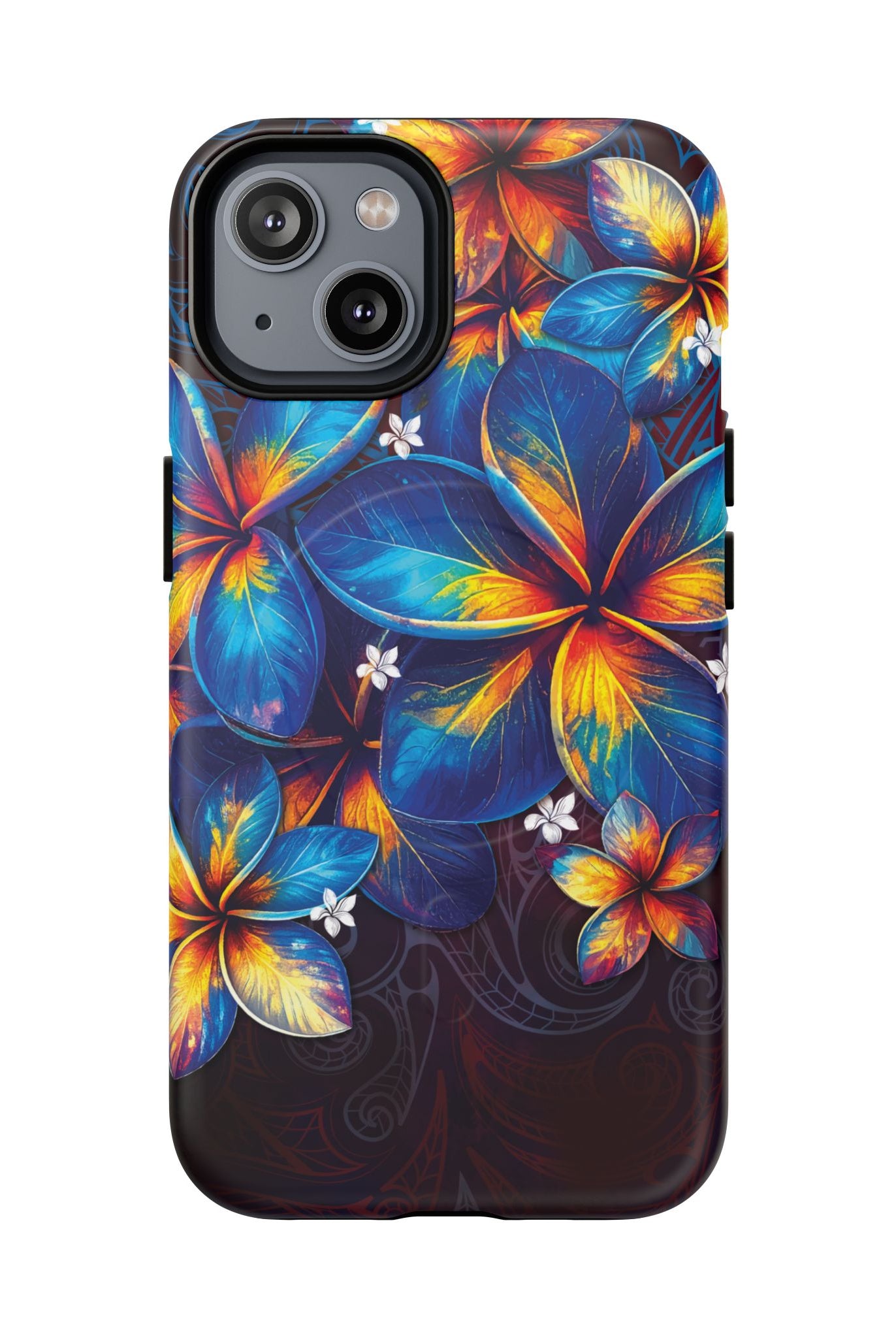Nohea Twilight MagSafe iPhone Case iPhone 14 Matte - Hawaiian Blue Orange Plumeria Twilight Design - The Local Banyan