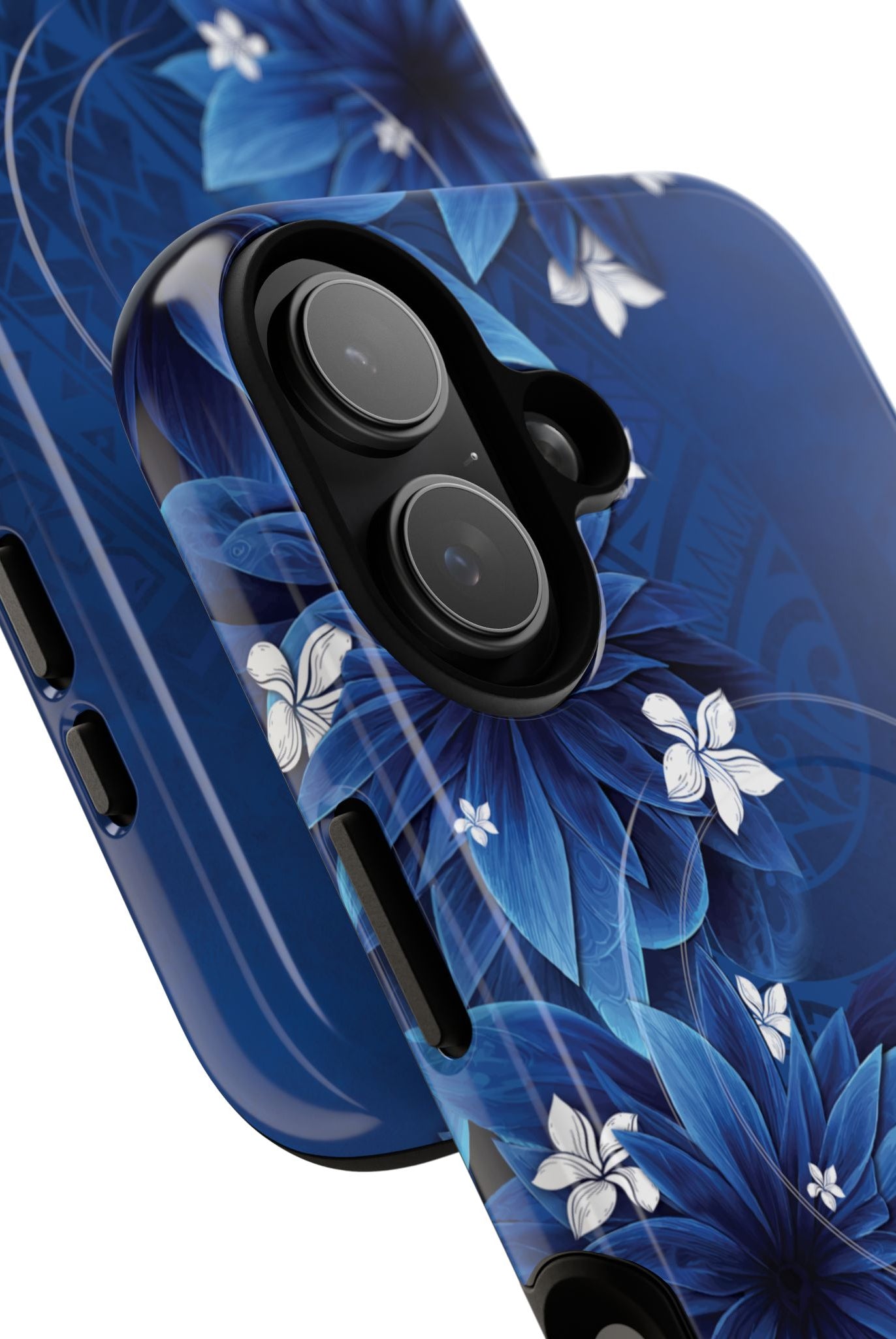Hoku Pua MagSafe iPhone Case Detail View - Hawaiian Blue Star Flower Polynesian Design Close Up - The Local Banyan