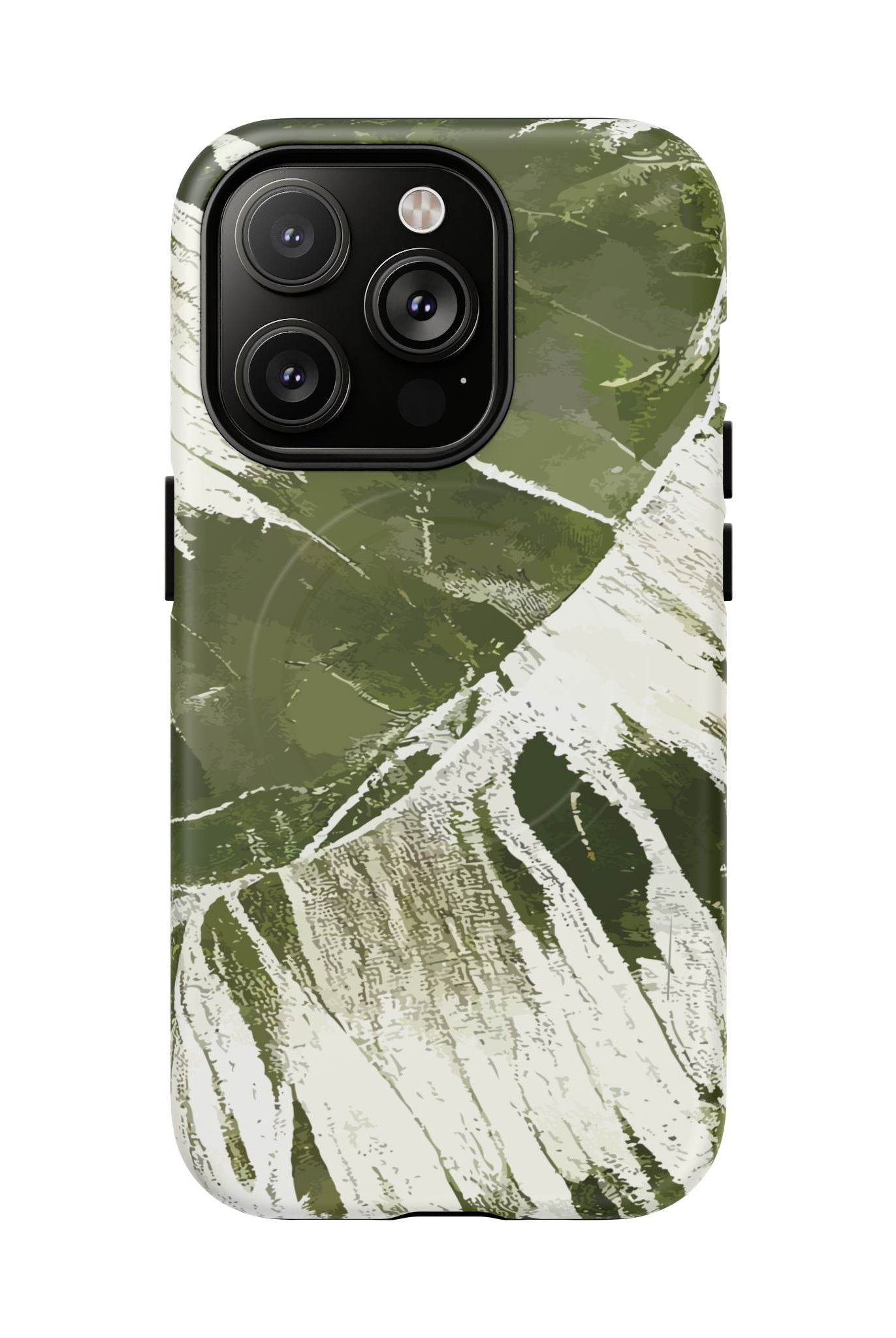 Island Breeze MagSafe iPhone Case iPhone 14 Pro Matte - Hawaiian Palm Leaf Olive Green Botanical Design - The Local Banyan