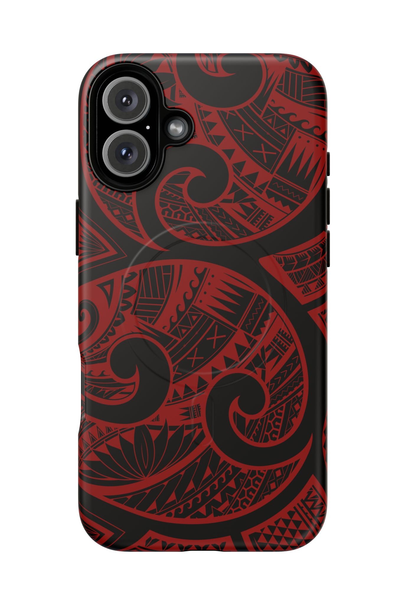 Island Tribal MagSafe iPhone Case iPhone 16 Plus Matte - Hawaiian Crimson Red Polynesian Tribal Design - The Local Banyan