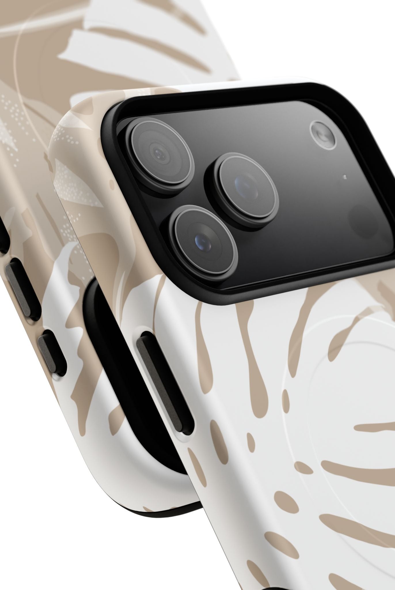 Exotic Monstera MagSafe iPhone Case Detail View - Hawaiian Tropical Monstera Botanical Neutral Design Close Up - The Local Banyan
