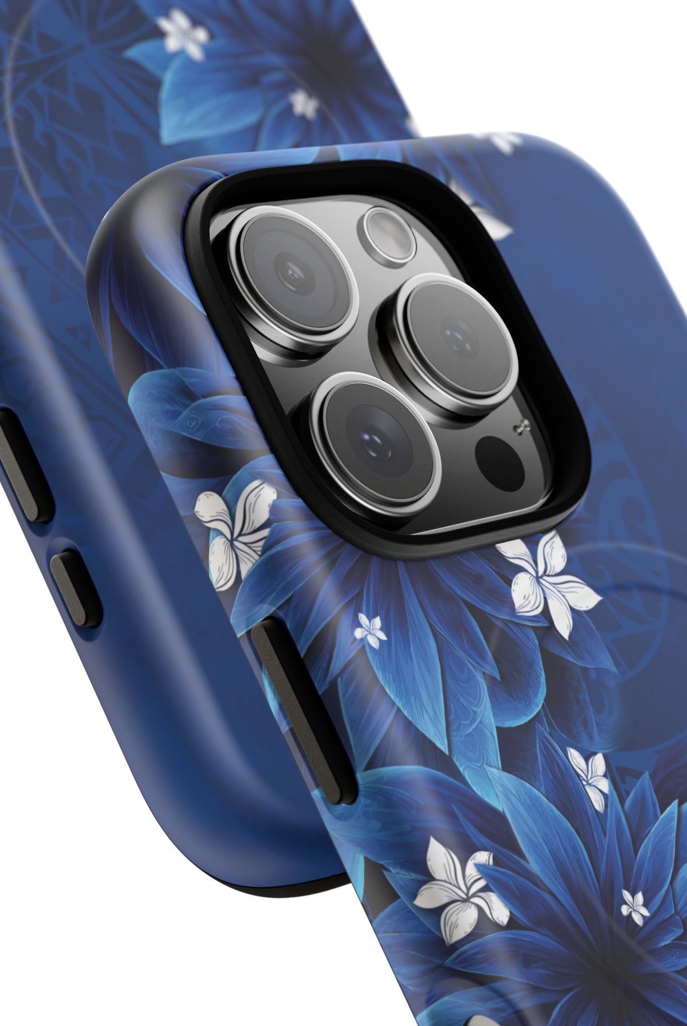 Woman holding Hoku Pua MagSafe iPhone Case - Hawaiian Blue Star Flower Polynesian Design - The Local Banyan