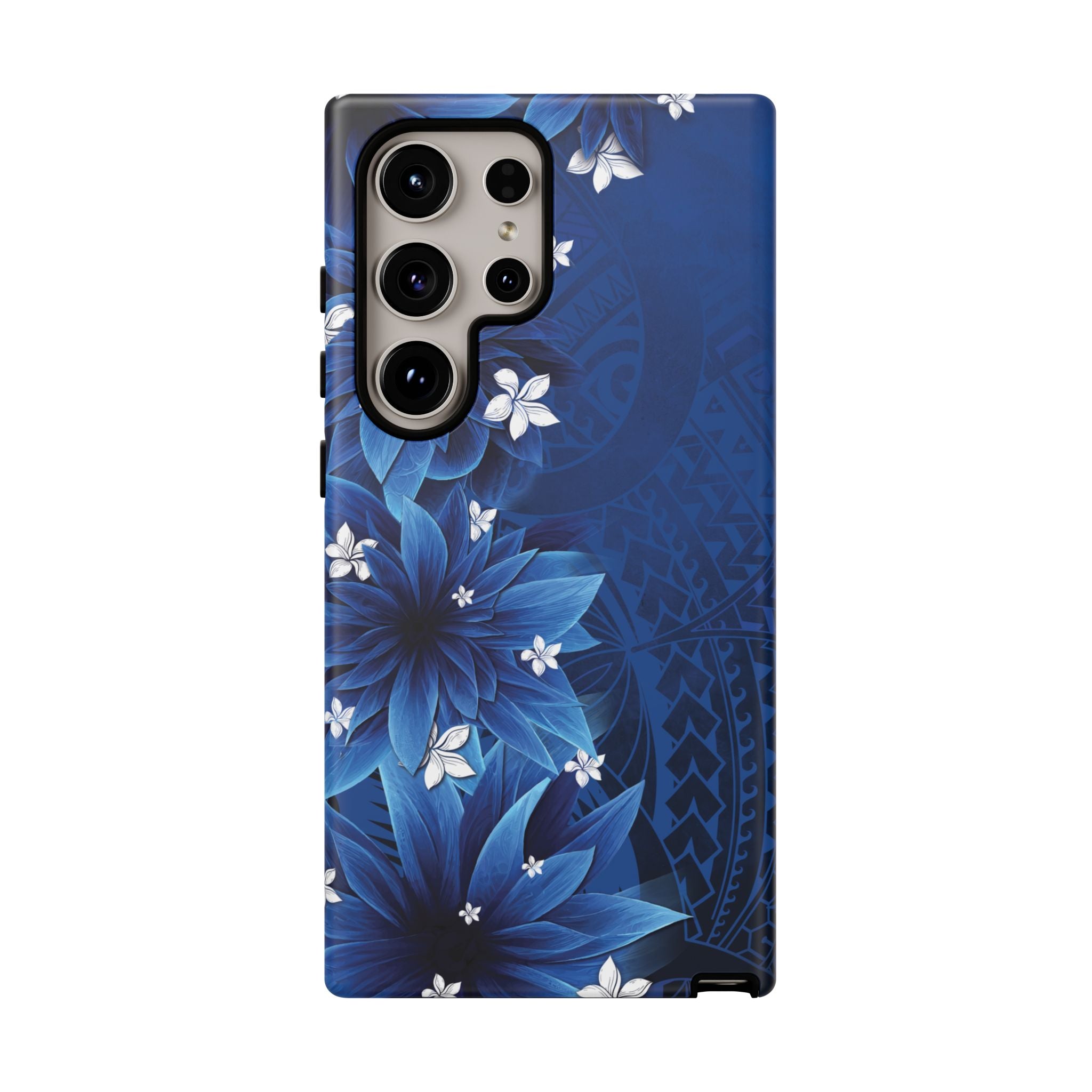Hoku Pua Tough Samsung Galaxy Case Detail View - Hawaiian Blue Star Flower Polynesian Design Close Up - The Local Banyan