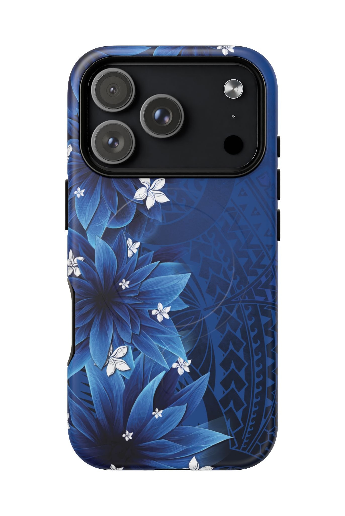 Hoku Pua MagSafe iPhone Case Detail View - Hawaiian Blue Star Flower Polynesian Design Close Up - The Local Banyan