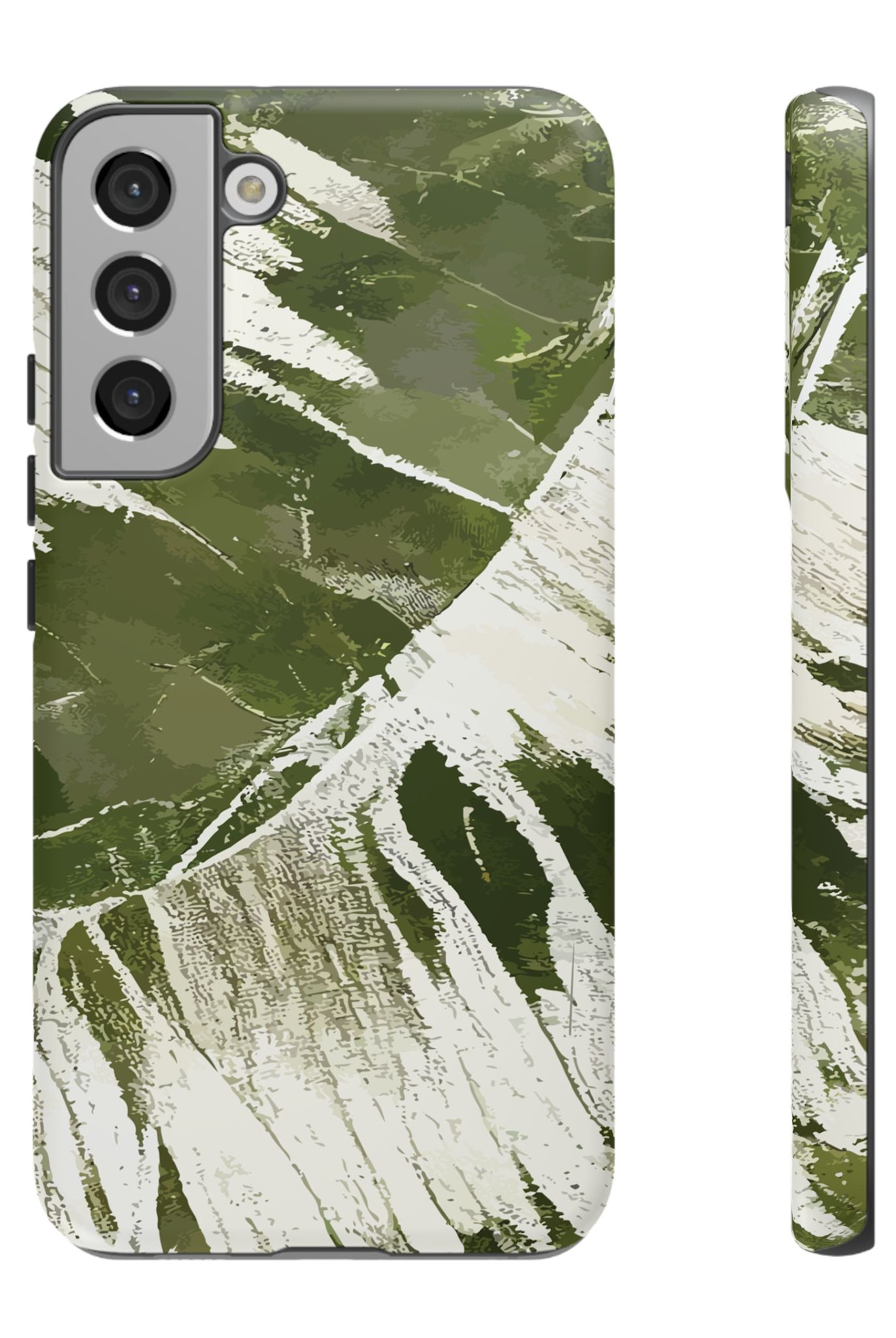 Island Breeze Tough Samsung Galaxy Case Samsung Galaxy S22 Plus Matte - Hawaiian Palm Leaf Olive Green Botanical Design - The Local Banyan