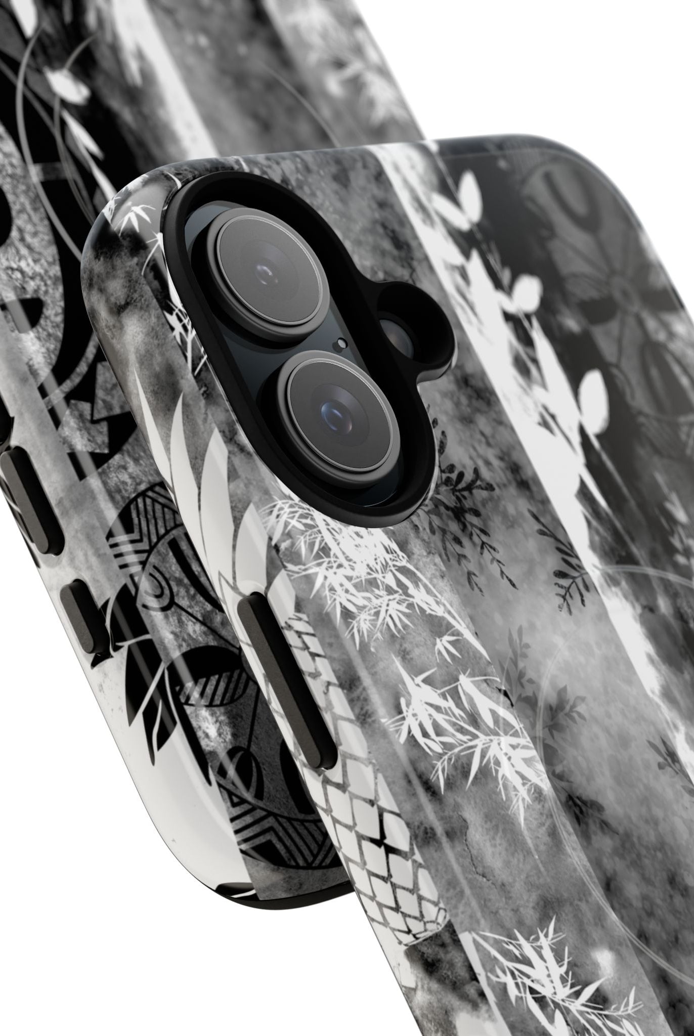 Monochrome Oasis MagSafe iPhone Case Side View - Dual Layer Drop Protection Hawaiian Phone Case - The Local Banyan