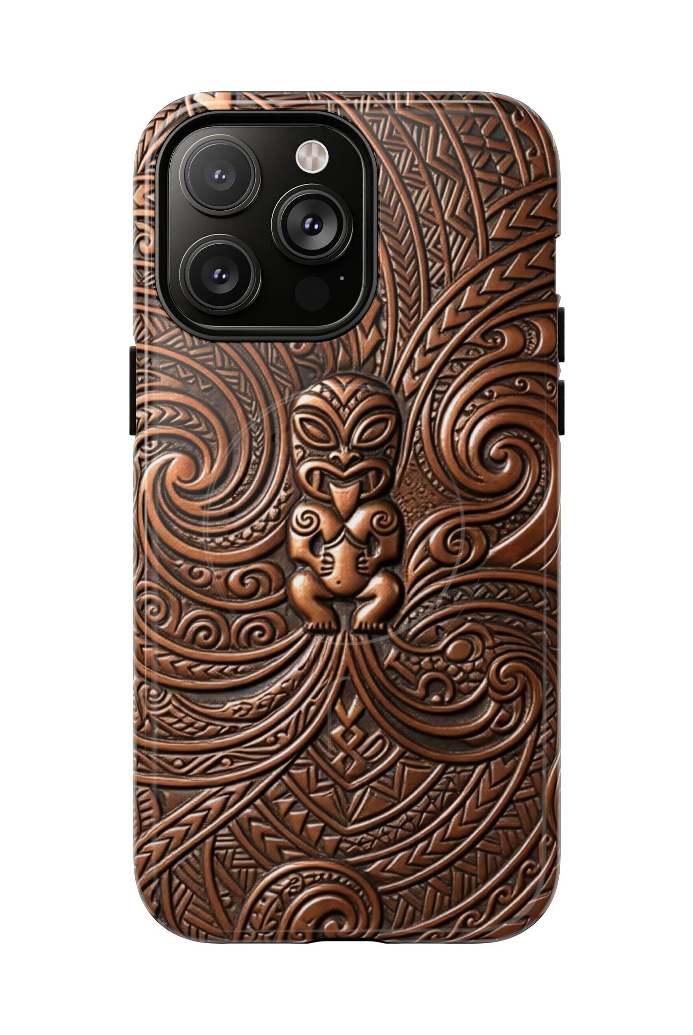 Paa Guardian MagSafe iPhone Case iPhone 14 Pro Max Glossy - Hawaiian Copper Carved Tiki Polynesian Design - The Local Banyan