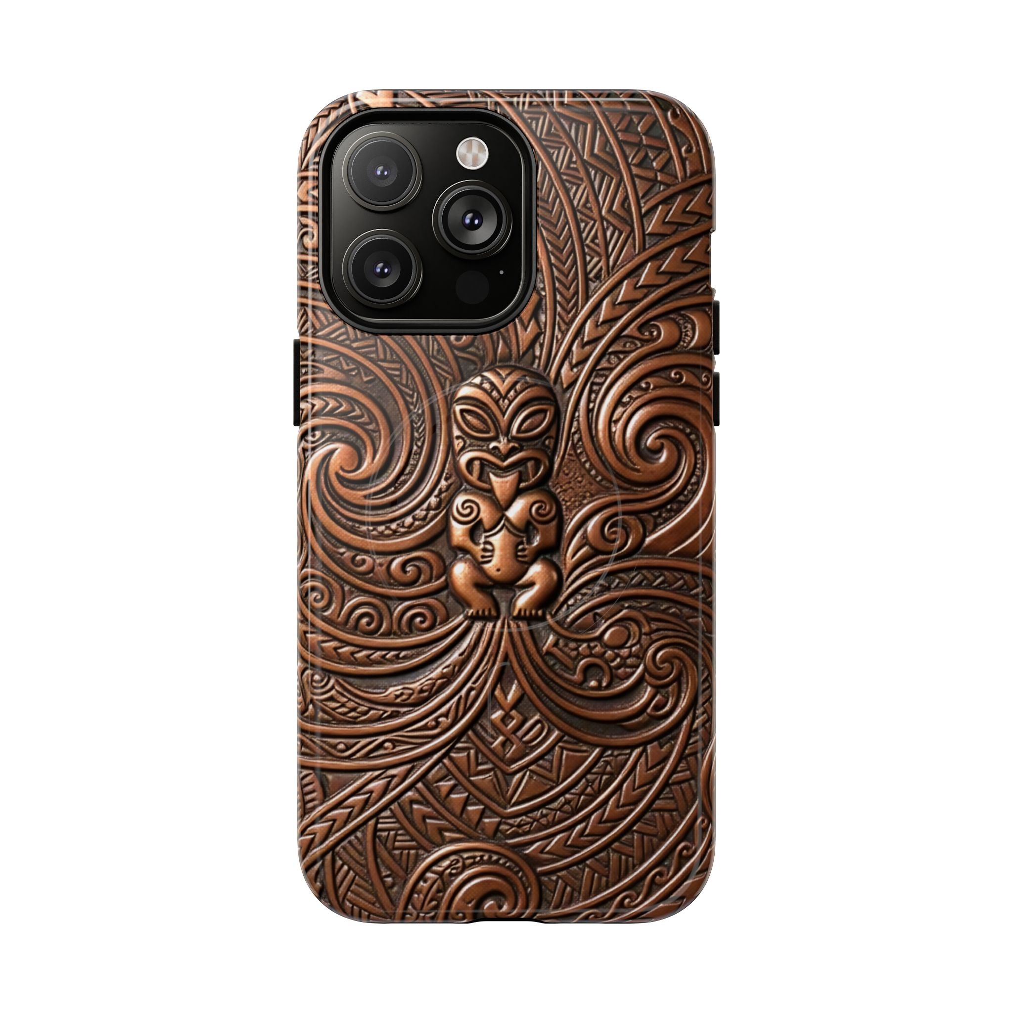 Paa Guardian MagSafe iPhone Case iPhone 14 Pro Max Glossy - Hawaiian Copper Carved Tiki Polynesian Design - The Local Banyan