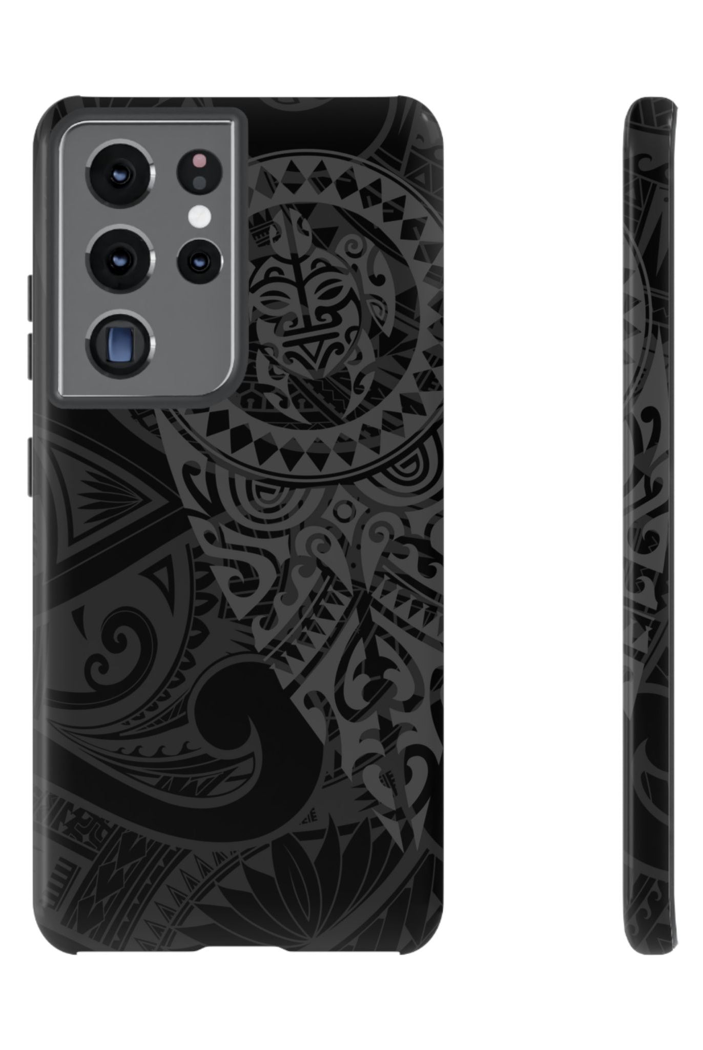 Tribal Guardian Tough Samsung Galaxy Case Samsung Galaxy S21 Ultra Glossy - Hawaiian Black on Black Polynesian Tribal Design - The Local Banyan
