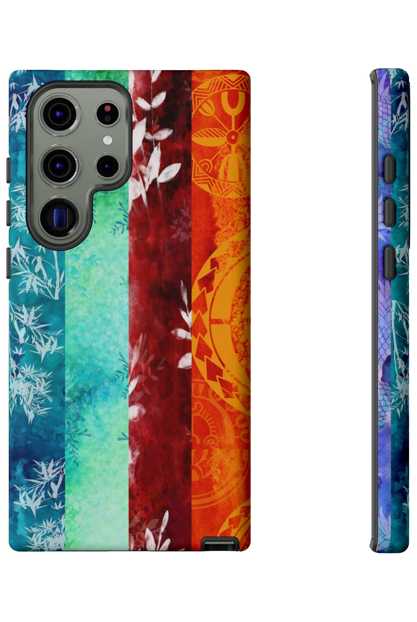 Island Vibes Tough Samsung Galaxy Case Side View - Dual Layer Drop Protection Hawaiian Phone Case - The Local Banyan