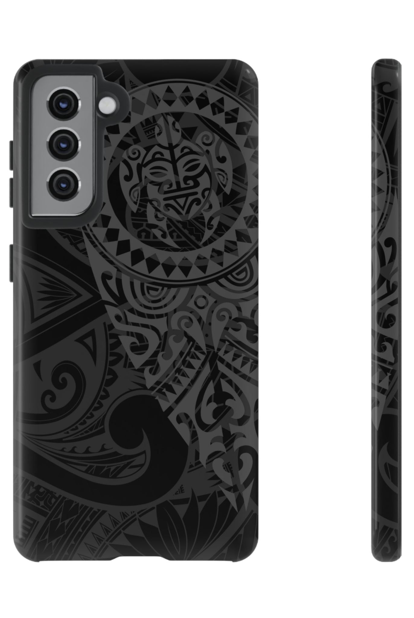 Tribal Guardian Tough Samsung Galaxy Case Samsung Galaxy S21 Glossy - Hawaiian Black on Black Polynesian Tribal Design - The Local Banyan