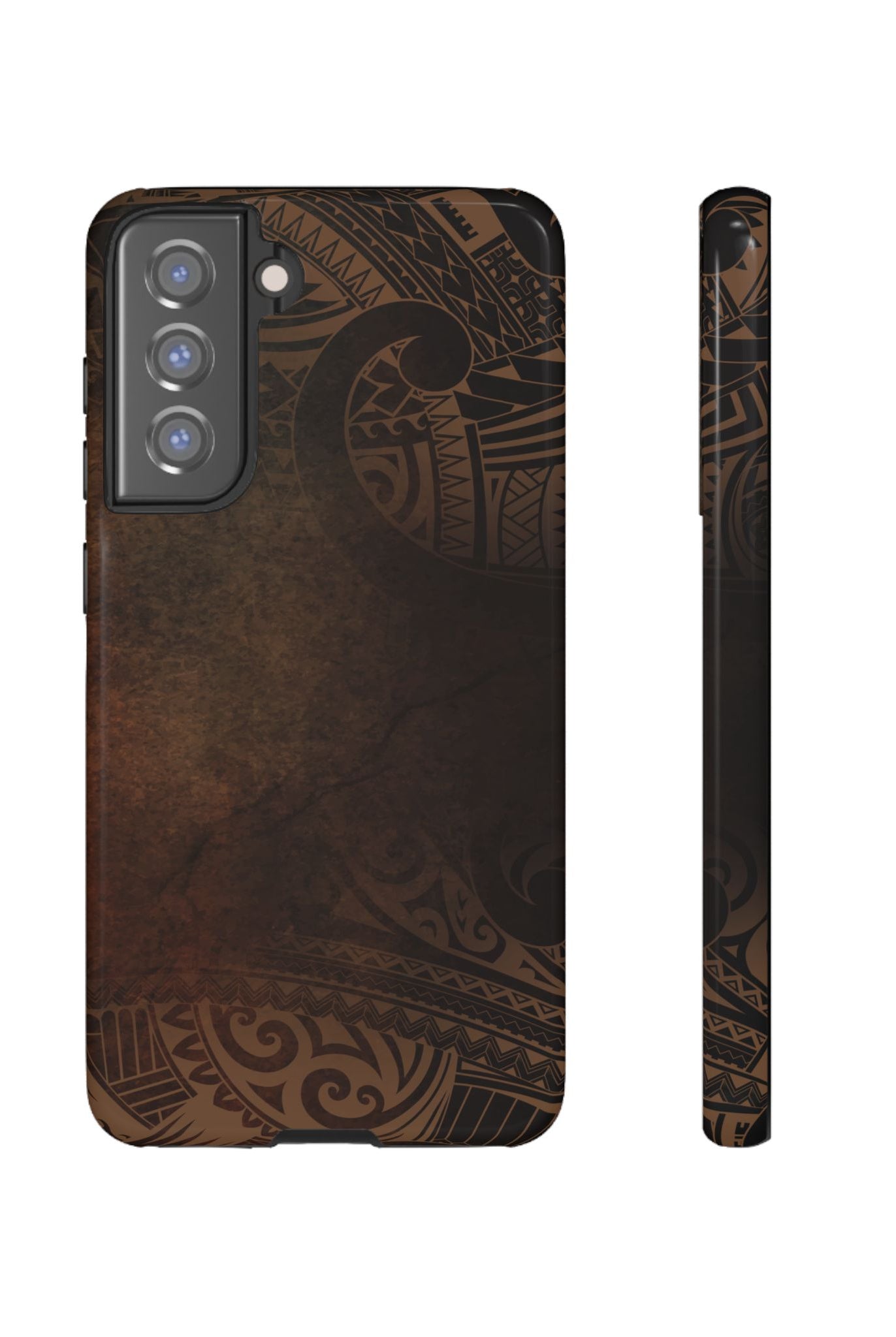 Aloha Aina Tough Samsung Galaxy Case Samsung Galaxy S21 FE Glossy - Hawaiian Earth Tone Polynesian Tribal Design - The Local Banyan