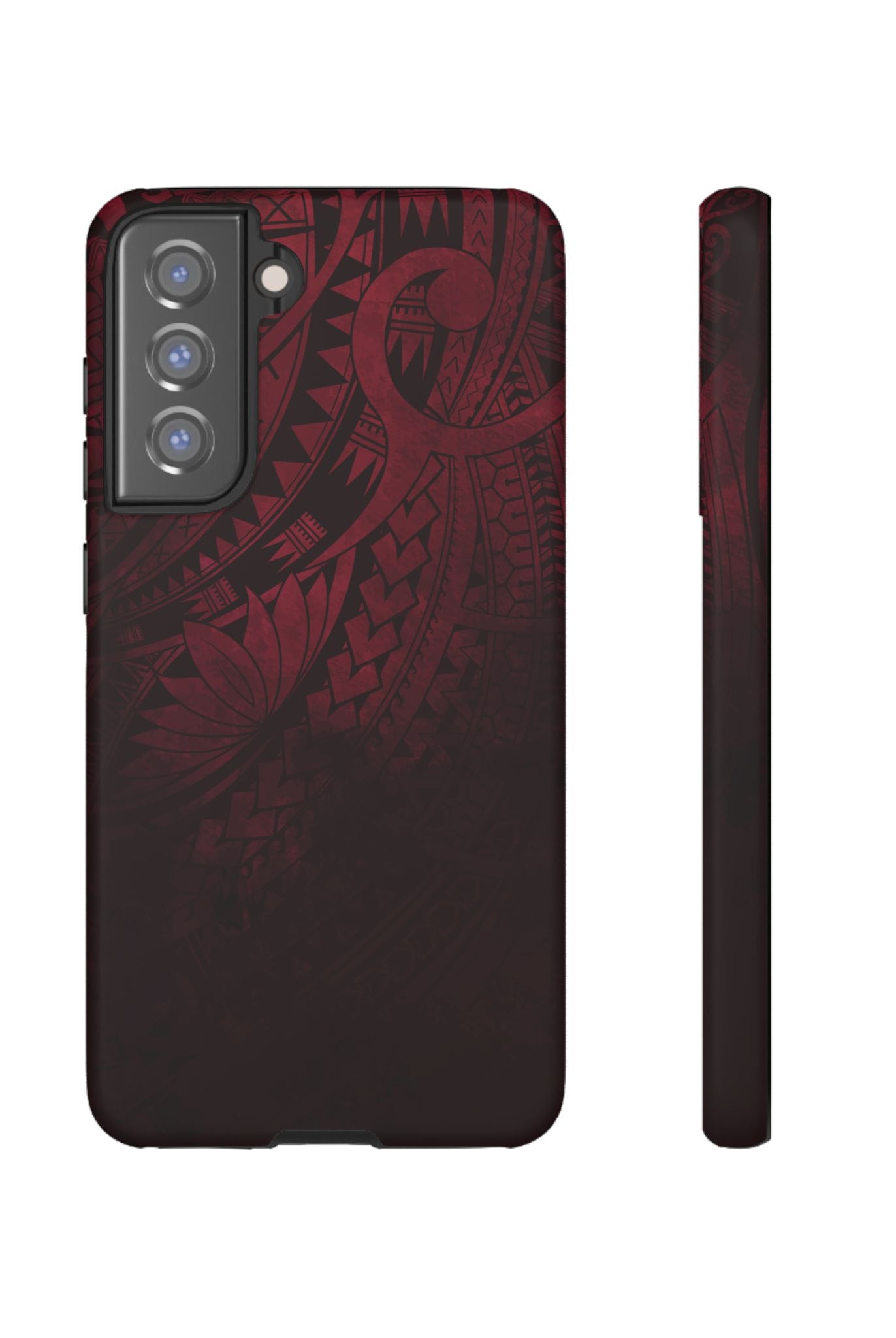 Eternal Ember Tough Samsung Galaxy Case Samsung Galaxy S21 FE Matte - Hawaiian Red Tribal Polynesian Design - The Local Banyan