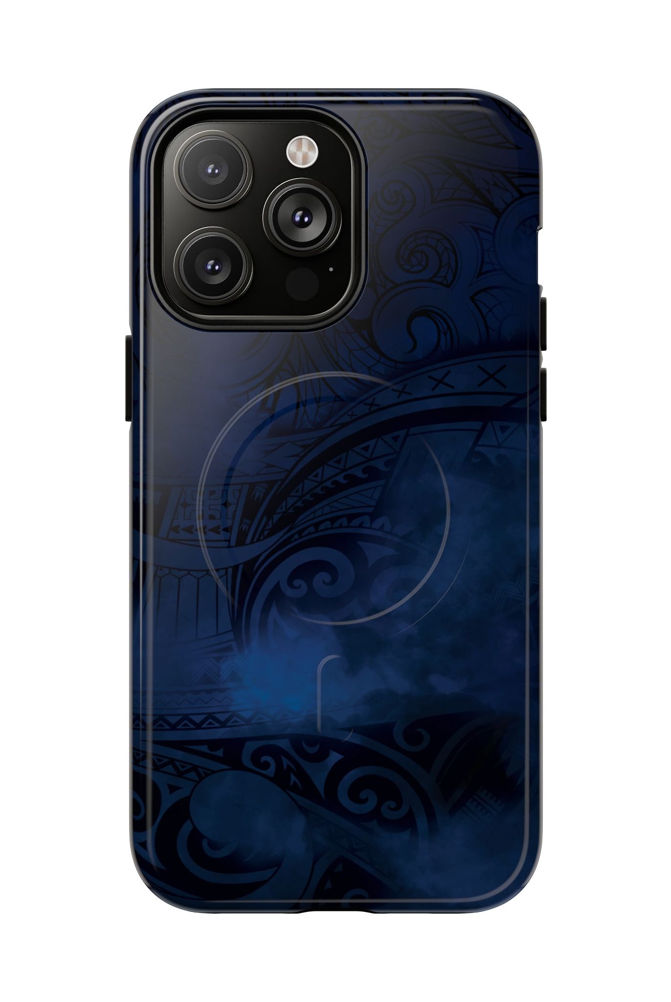 Midnight Essence MagSafe iPhone Case iPhone 14 Pro Max Glossy - Hawaiian Midnight Navy Polynesian Tribal Design - The Local Banyan