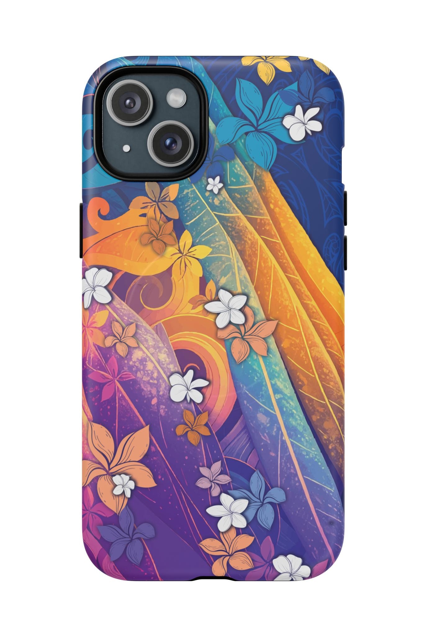 Mauna Sunrise MagSafe iPhone Case iPhone 15 Plus Matte - Hawaiian Colorful Sunrise Plumeria Design - The Local Banyan