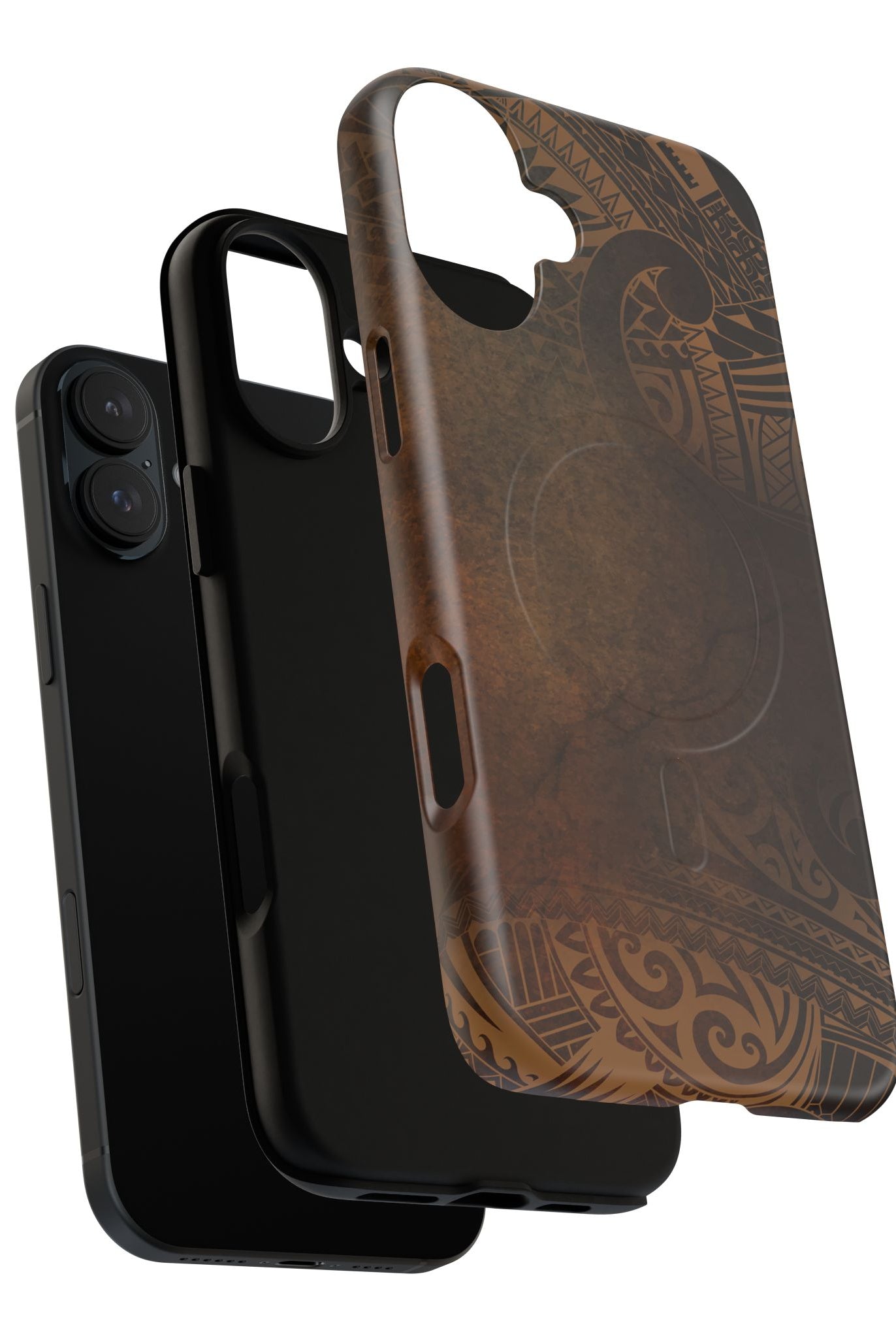 Woman holding Aloha Aina MagSafe iPhone Case - Hawaiian Earth Tone Polynesian Tribal Design - The Local Banyan